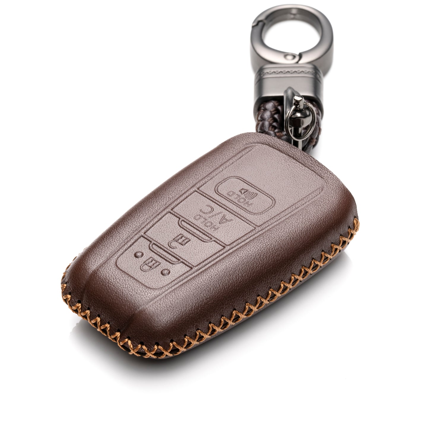 Vitodeco 4-Button Genuine Leather Smart Key Fob Case Cover Compatible with Toyota Prius Prime 2017 - 2024