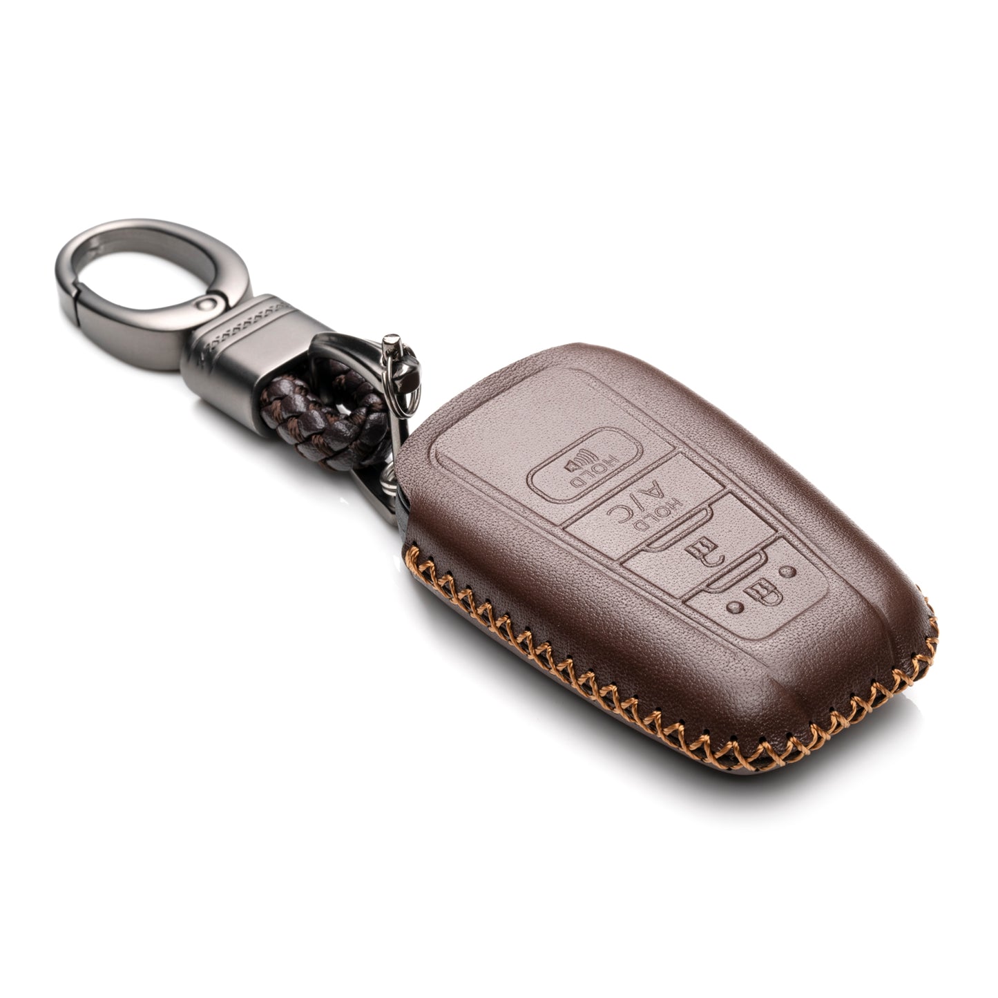 Vitodeco 4-Button Genuine Leather Smart Key Fob Case Cover Compatible with Toyota Prius Prime 2017 - 2024