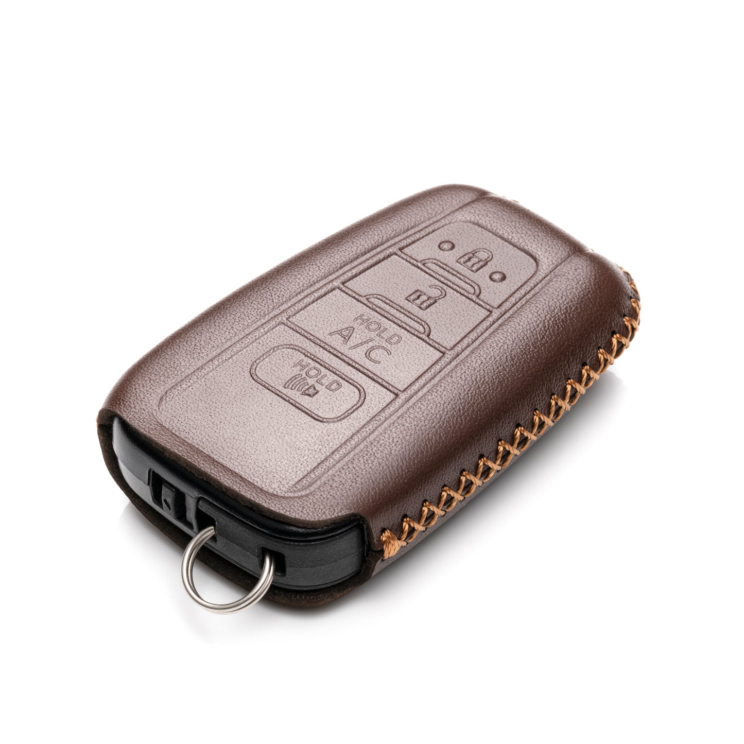 Vitodeco 4-Button Genuine Leather Smart Key Fob Case Cover Compatible with Toyota Prius Prime 2017 - 2024