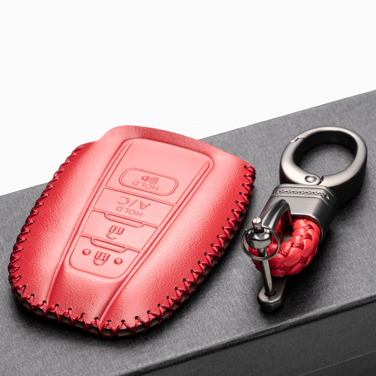 Vitodeco Leather Key Fob Case Compatible for Toyota Prius Prime 2017-2024, 4-Button