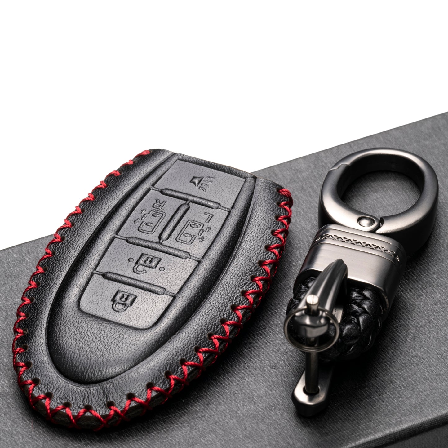 Vitodeco Leather Key Fob Case Compatible for 2011-2017 Nissan Quest, 5-Button