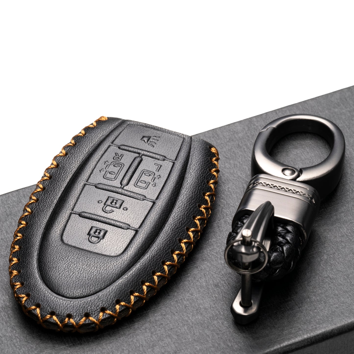 Vitodeco Leather Key Fob Case Compatible for 2011-2017 Nissan Quest, 5-Button