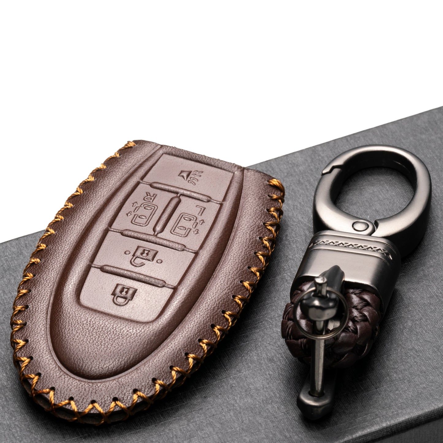 Vitodeco Leather Key Fob Case Compatible for 2011-2017 Nissan Quest, 5-Button