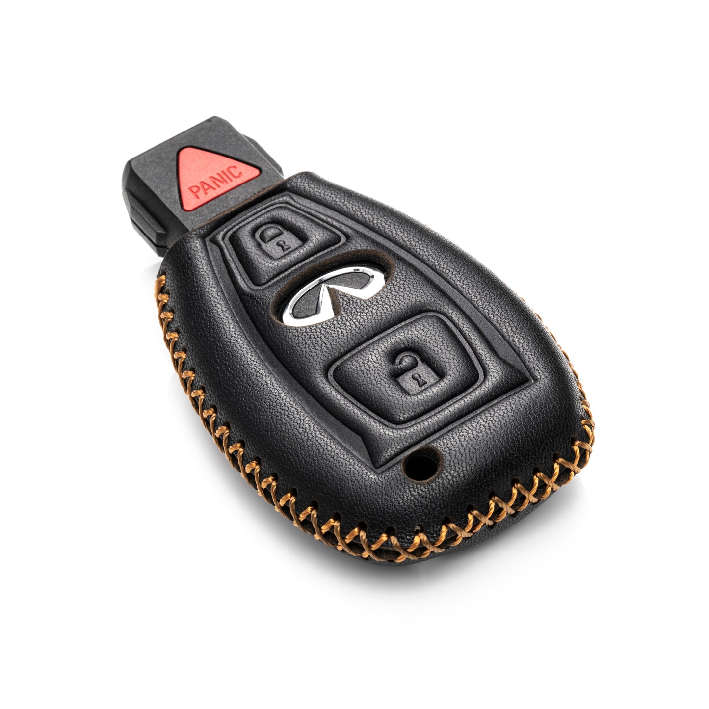 Vitodeco 3-Button Genuine Leather Smart Key Fob Case Cover Protector Compatible for 2017 - 2018 Infiniti QX30