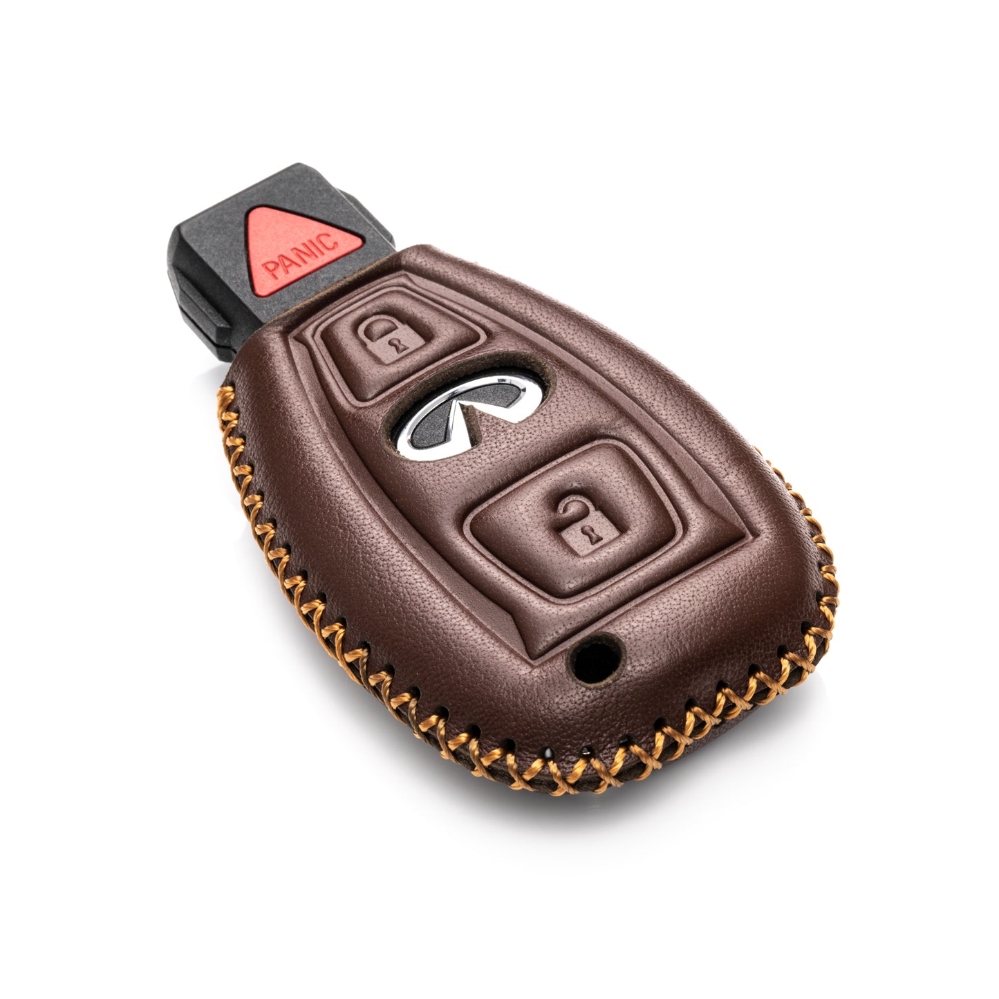 Vitodeco 3-Button Genuine Leather Smart Key Fob Case Cover Protector Compatible for 2017 - 2018 Infiniti QX30