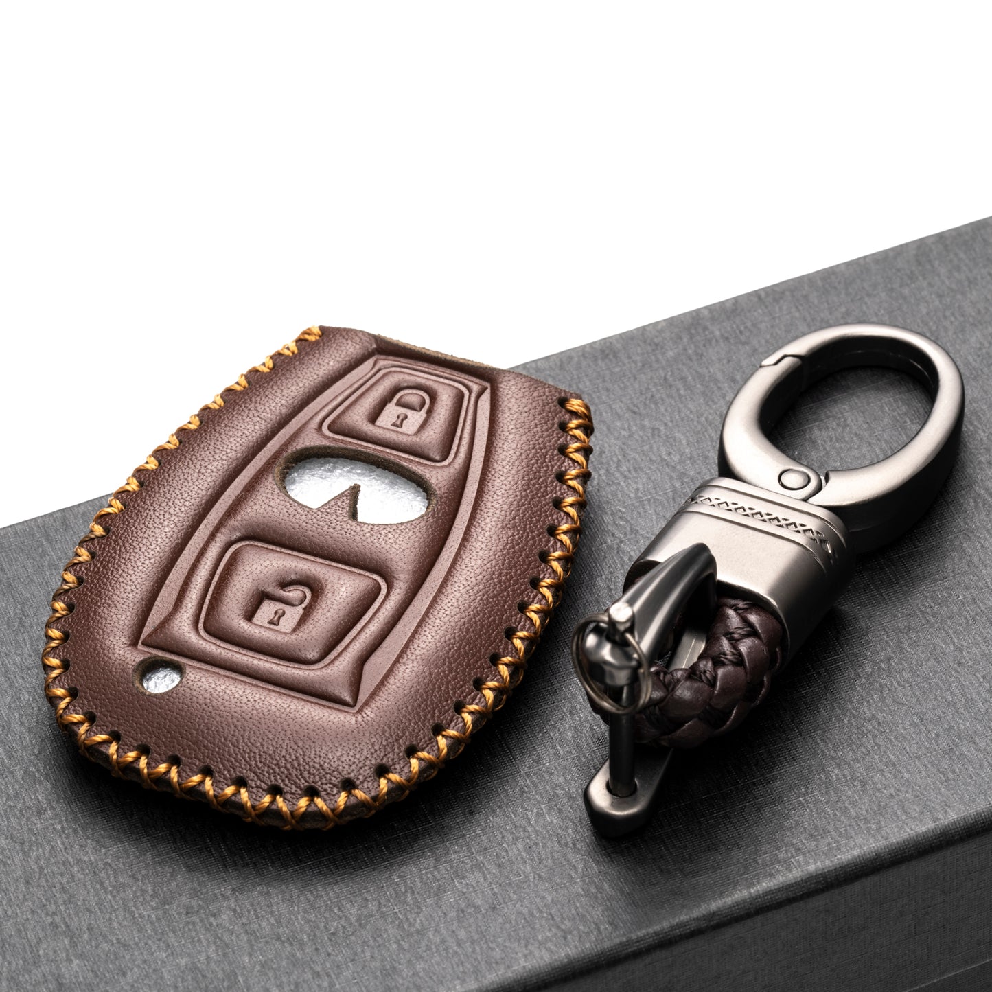 Vitodeco 3-Button Genuine Leather Smart Key Fob Case Cover Protector Compatible for 2017 - 2018 Infiniti QX30