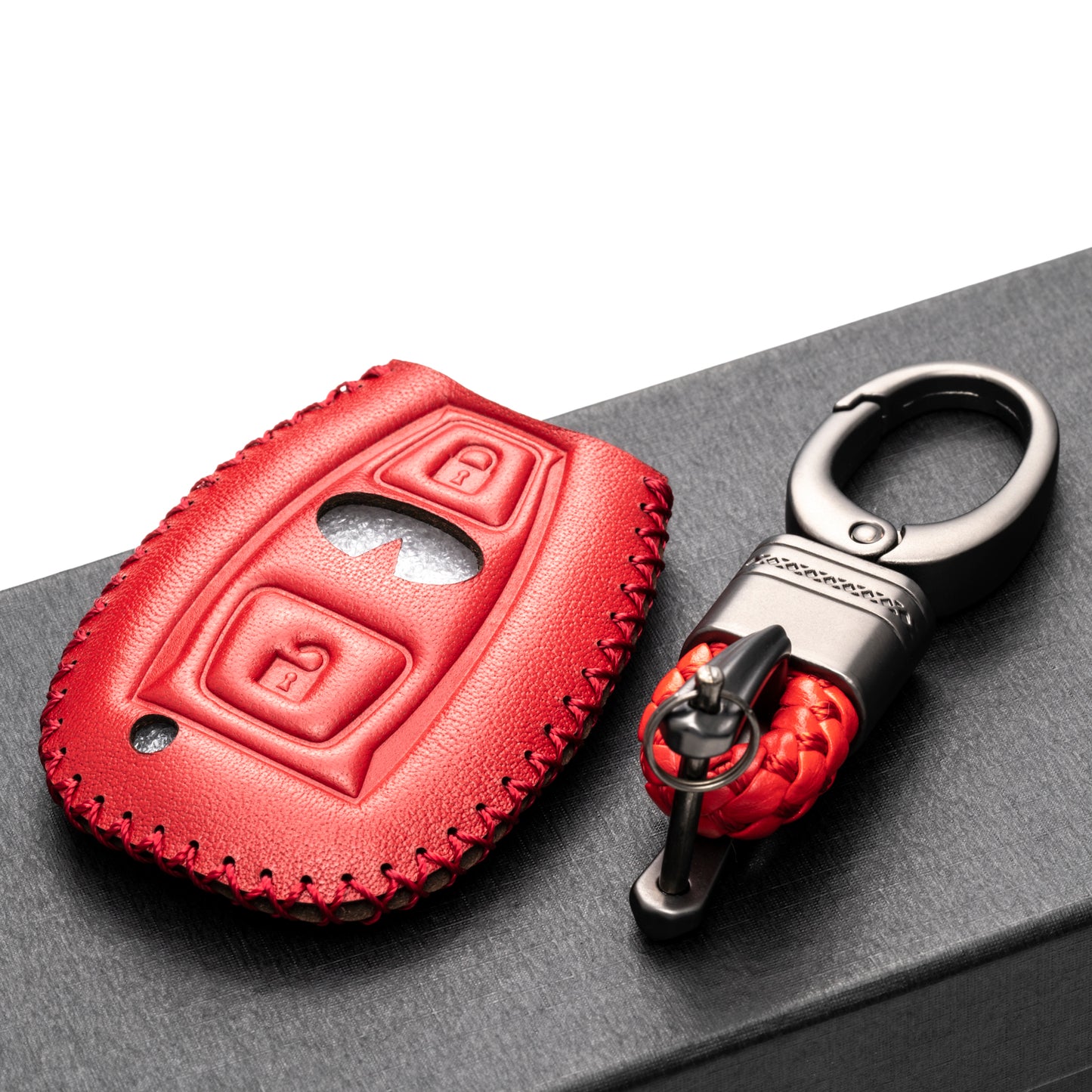 Vitodeco 3-Button Genuine Leather Smart Key Fob Case Cover Protector Compatible for 2017 - 2018 Infiniti QX30