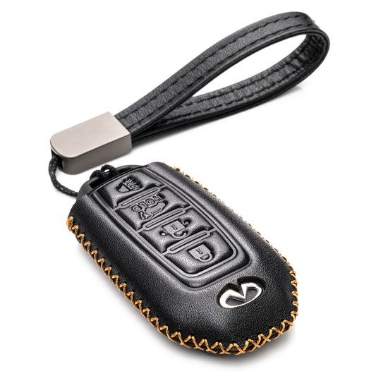Vitodeco 4-Button Leather Smart Key Fob Case Cover Protector Compatible for 2018 - 2024 Infiniti QX60, QX50, 2022 - 2024 Infiniti Q50, Q60, 2023 - 2024 Infiniti QX55