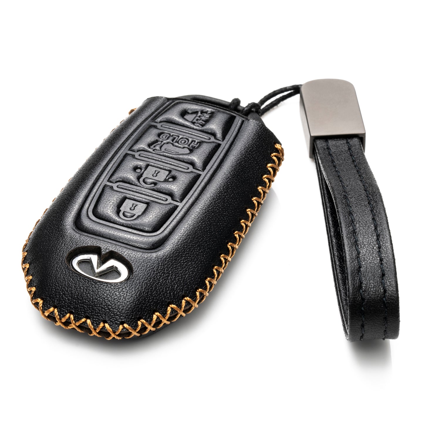 Vitodeco 4-Button Leather Smart Key Fob Case Cover Protector Compatible for 2018 - 2024 Infiniti QX60, QX50, 2022 - 2024 Infiniti Q50, Q60, 2023 - 2024 Infiniti QX55