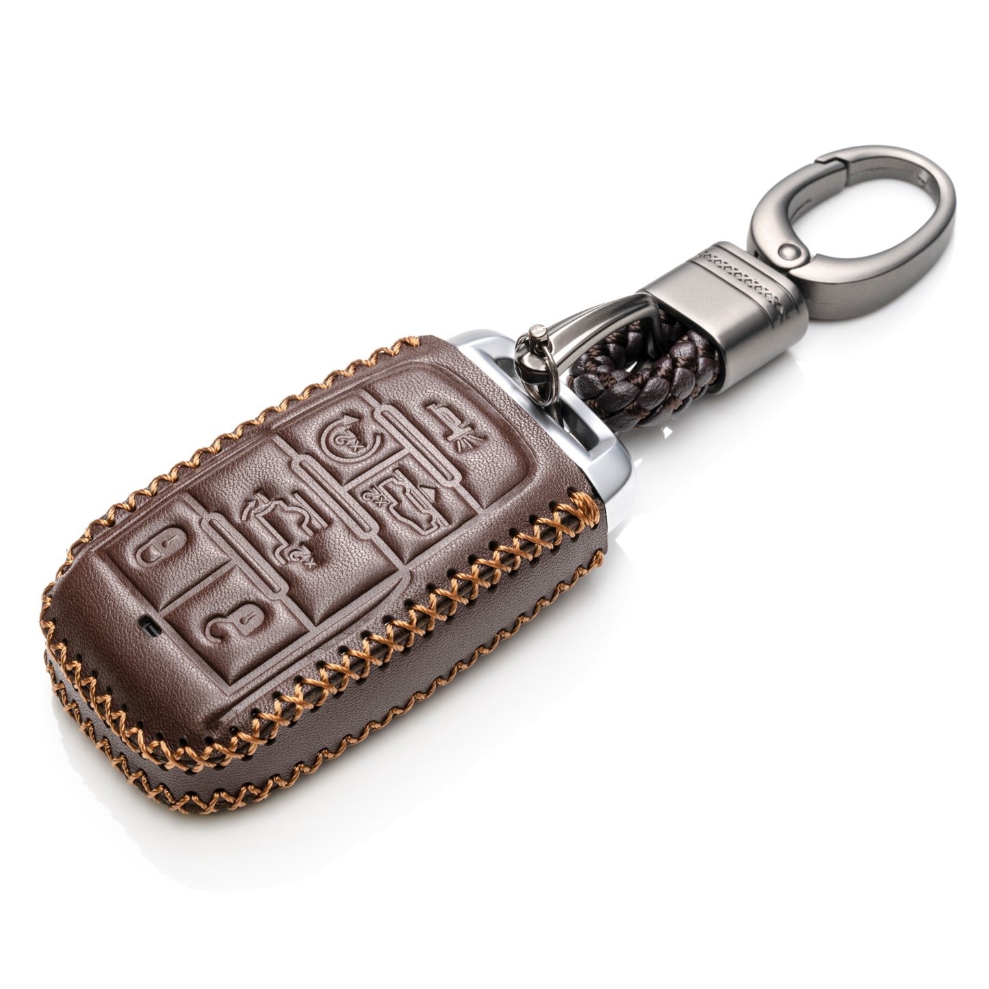 Vitodeco 6-Button Genuine Leather Smart Key Fob Case Cover Protector Compatible with RAM 1500, RAM 2500, RAM 3500 2019 - 2024