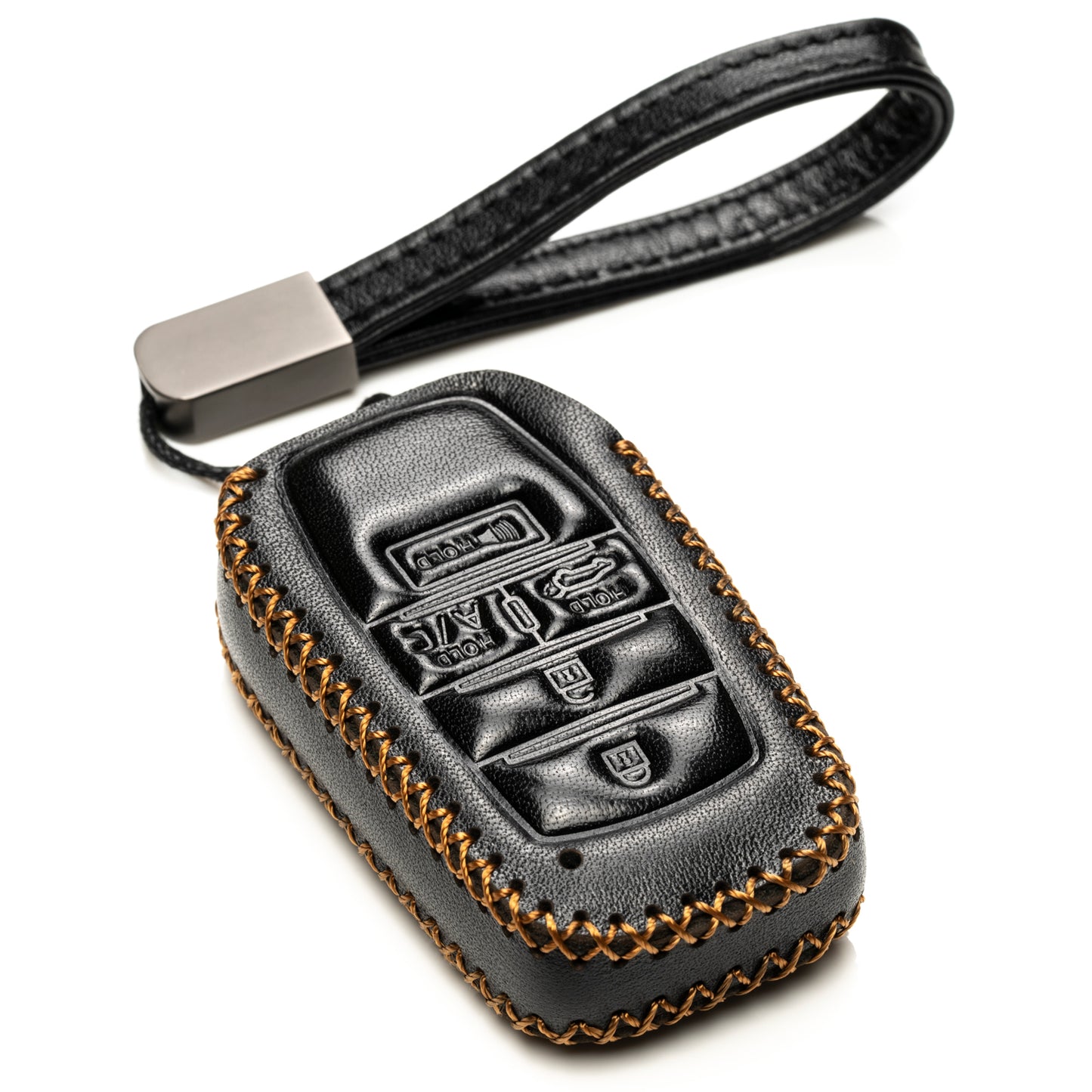 Vitodeco Genuine Leather Smart Key Fob Case with Leather Key Strap Compatible for Toyota Rav4 Prime 2025