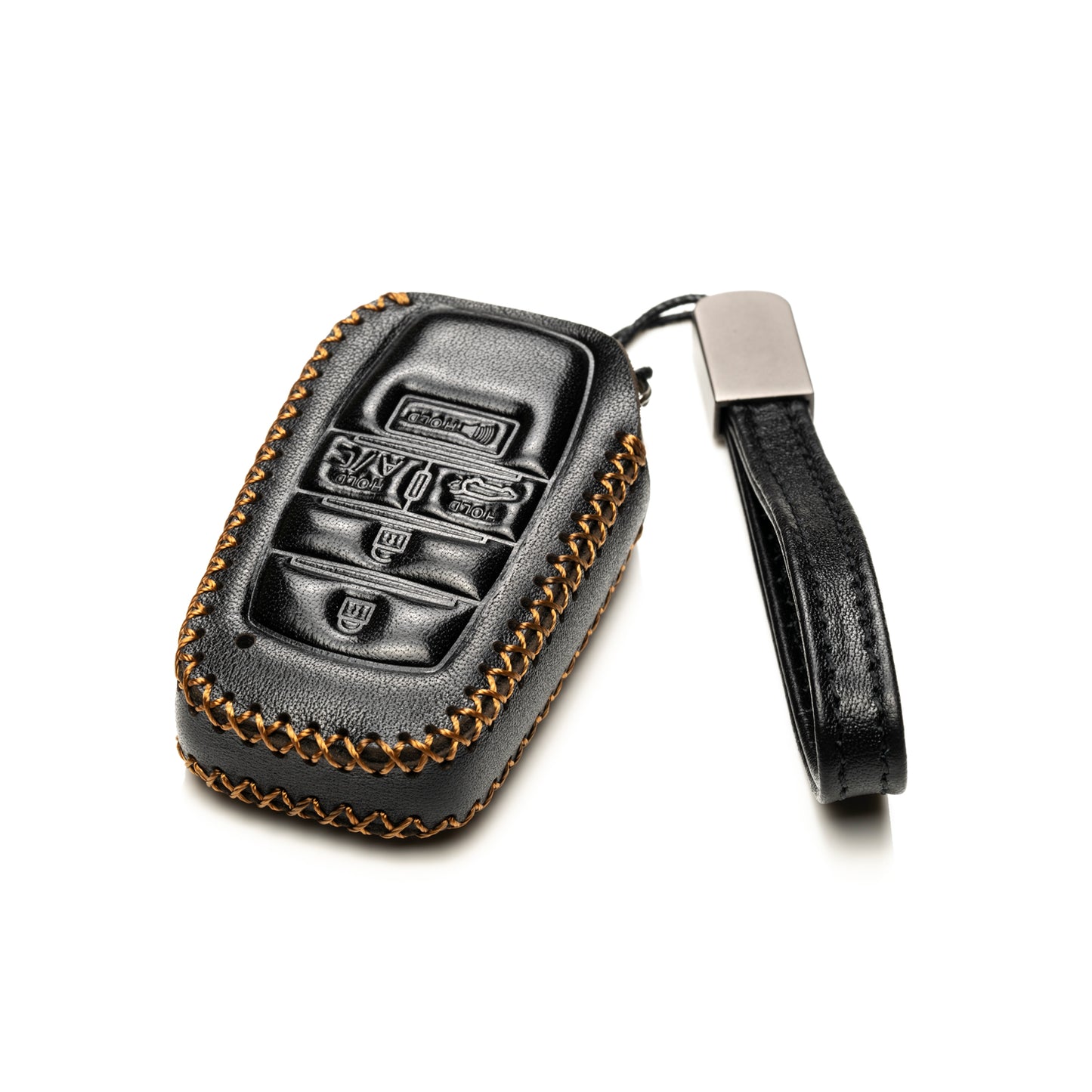 Vitodeco Genuine Leather Smart Key Fob Case with Leather Key Strap Compatible for Toyota Rav4 Prime 2025