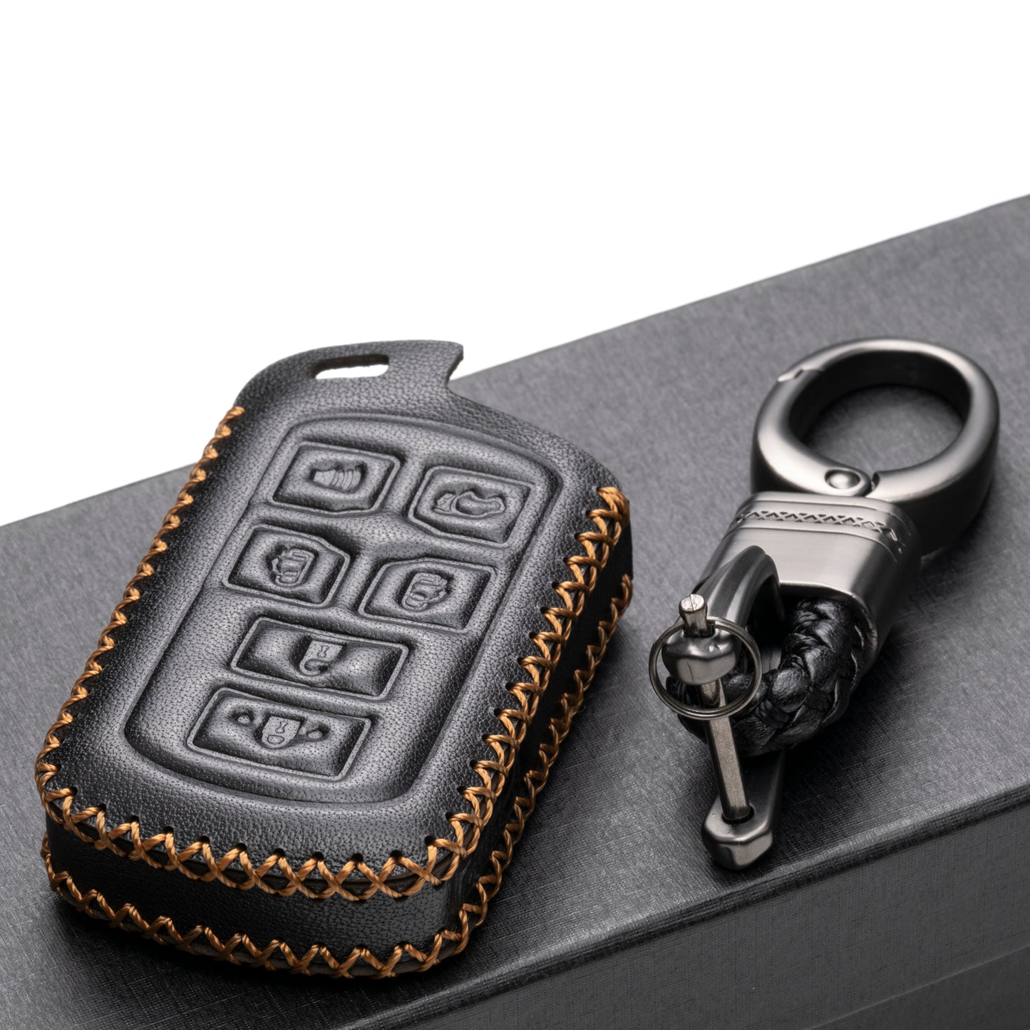 Vitodeco 6-Button Genuine Leather Smart Key Fob Case Cover with Compatible with Toyota Sienna 2011-2020