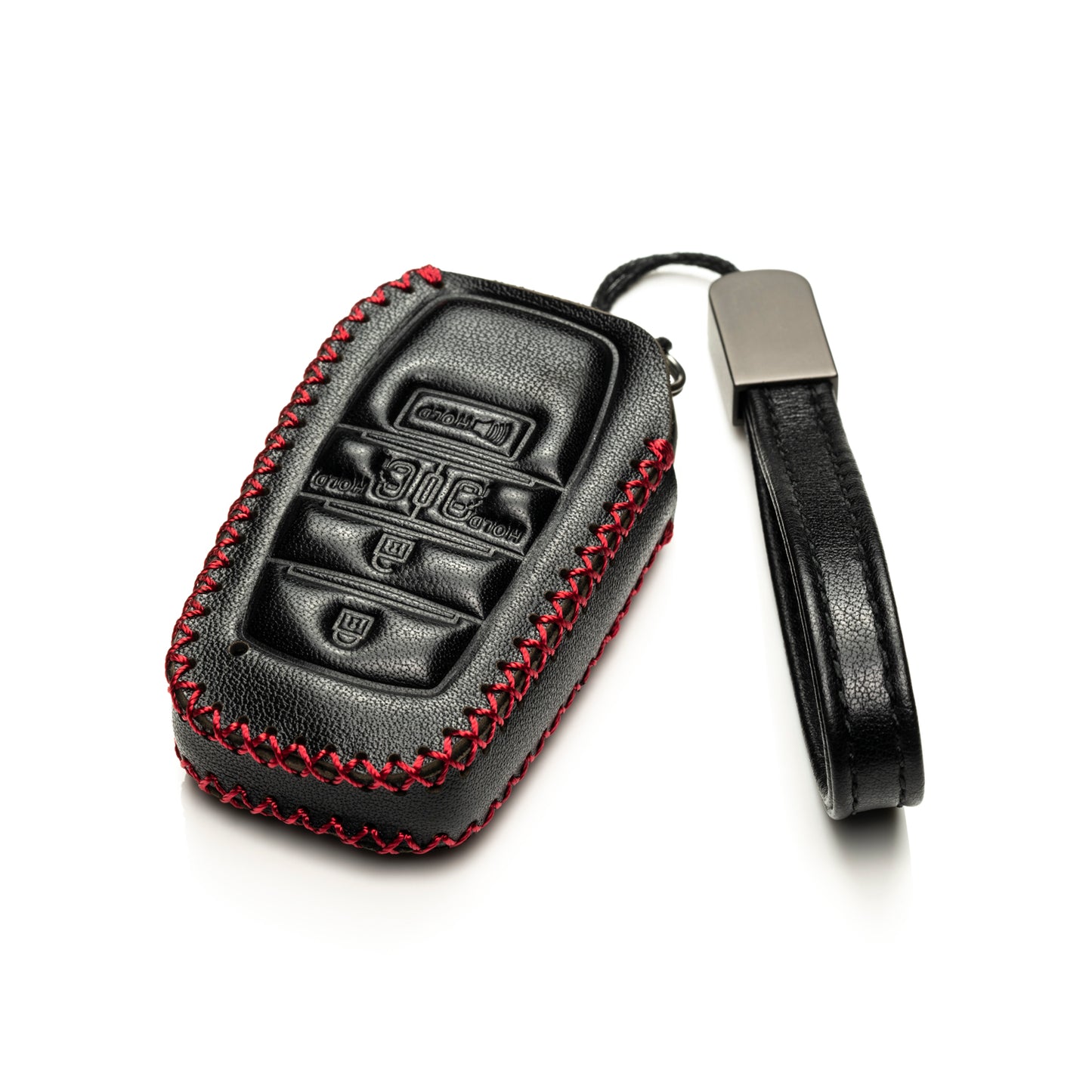 Vitodeco Genuine Leather Smart Key Fob Case with Leather Key Strap Compatible for Toyota Sienna 2021 - 2025