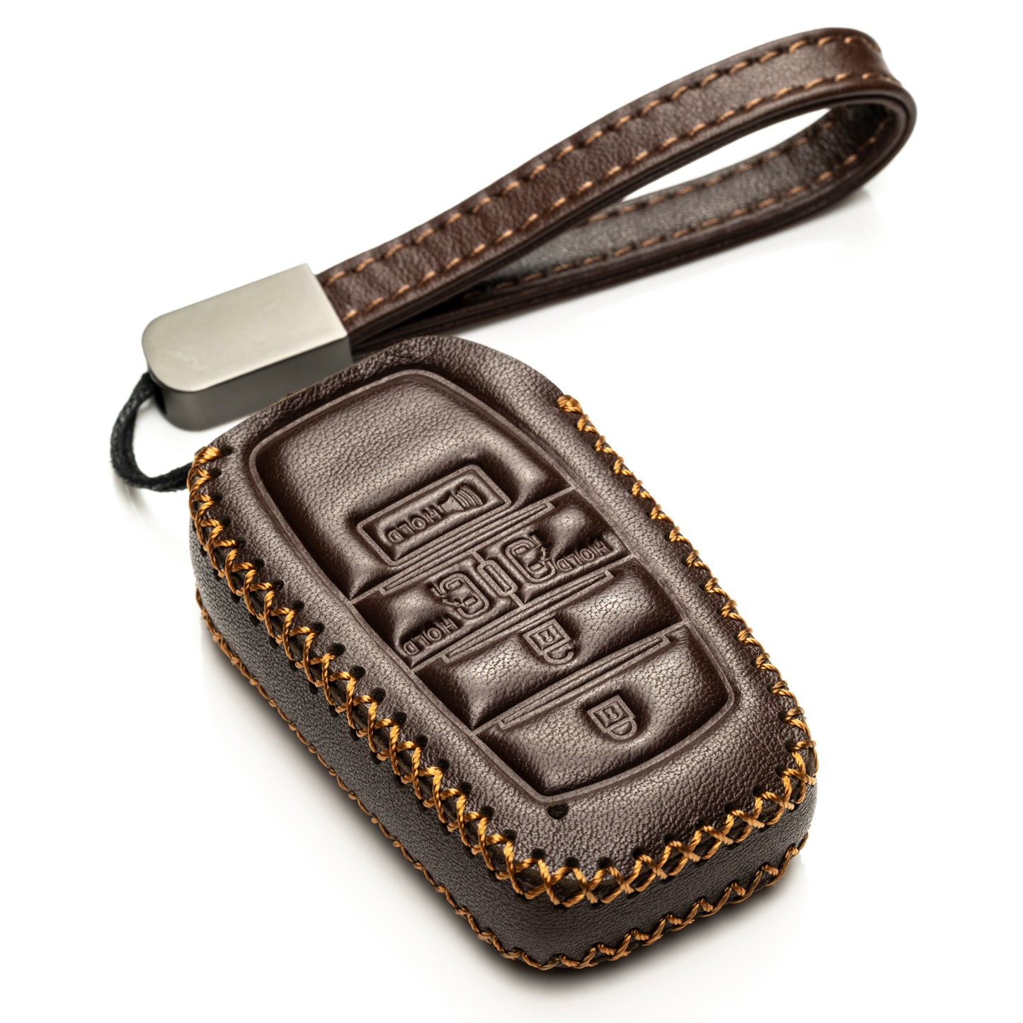 Vitodeco Genuine Leather Smart Key Fob Case with Leather Key Strap Compatible for Toyota Sienna 2021 - 2025