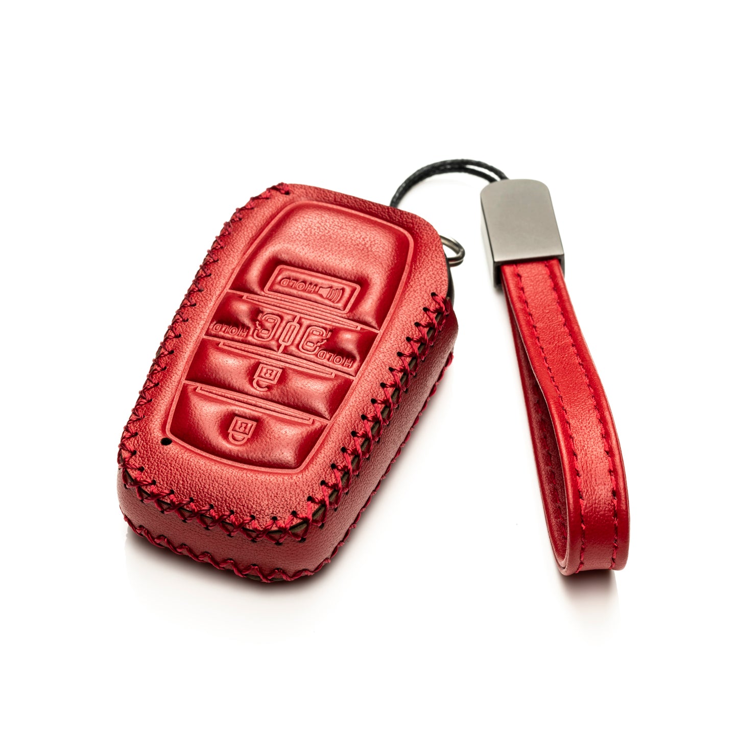 Vitodeco Genuine Leather Smart Key Fob Case with Leather Key Strap Compatible for Toyota Sienna 2021 - 2025