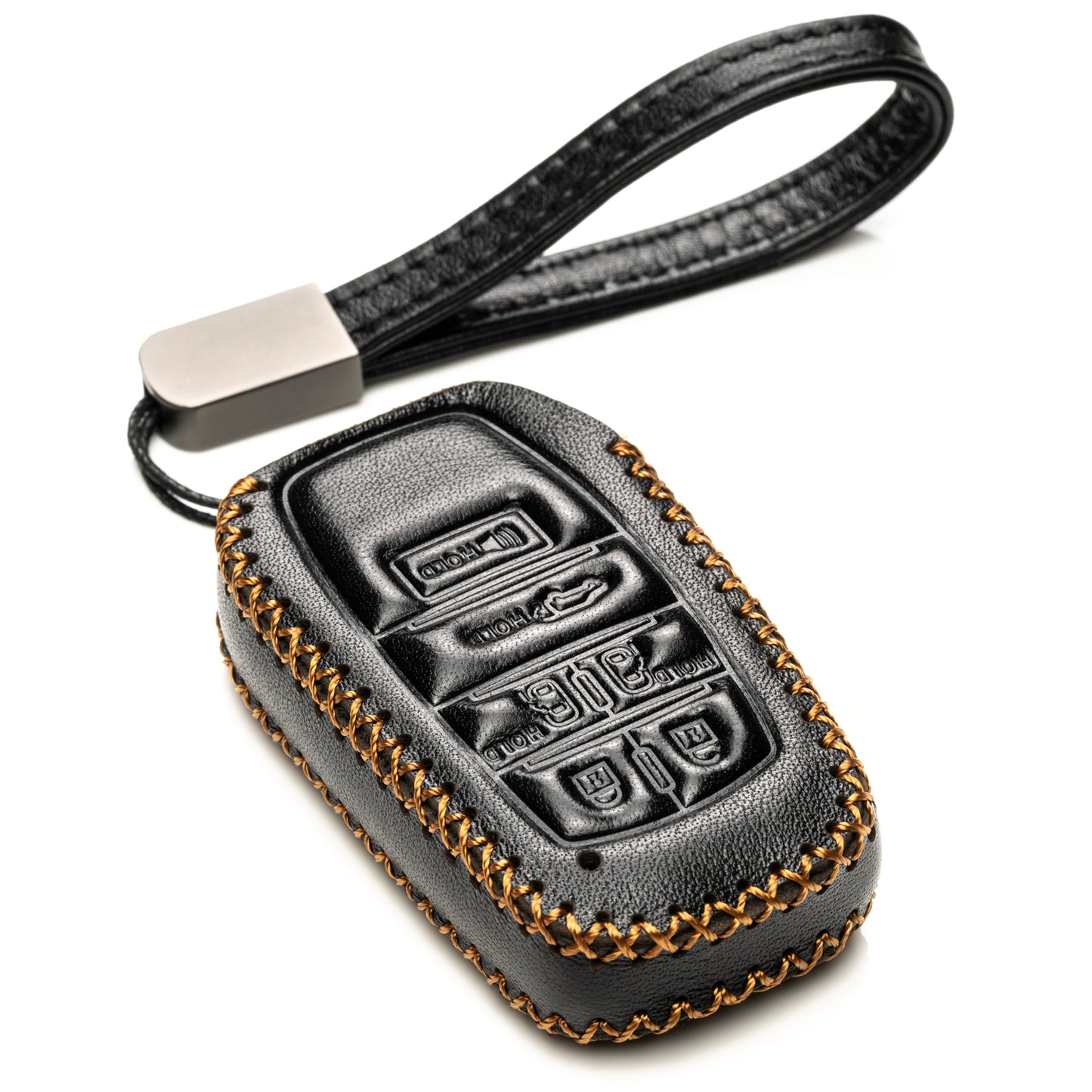 Vitodeco 6-Button Genuine Leather Smart Key Fob Case with Leather Key Strap Compatible for 2024 Toyota Sienna