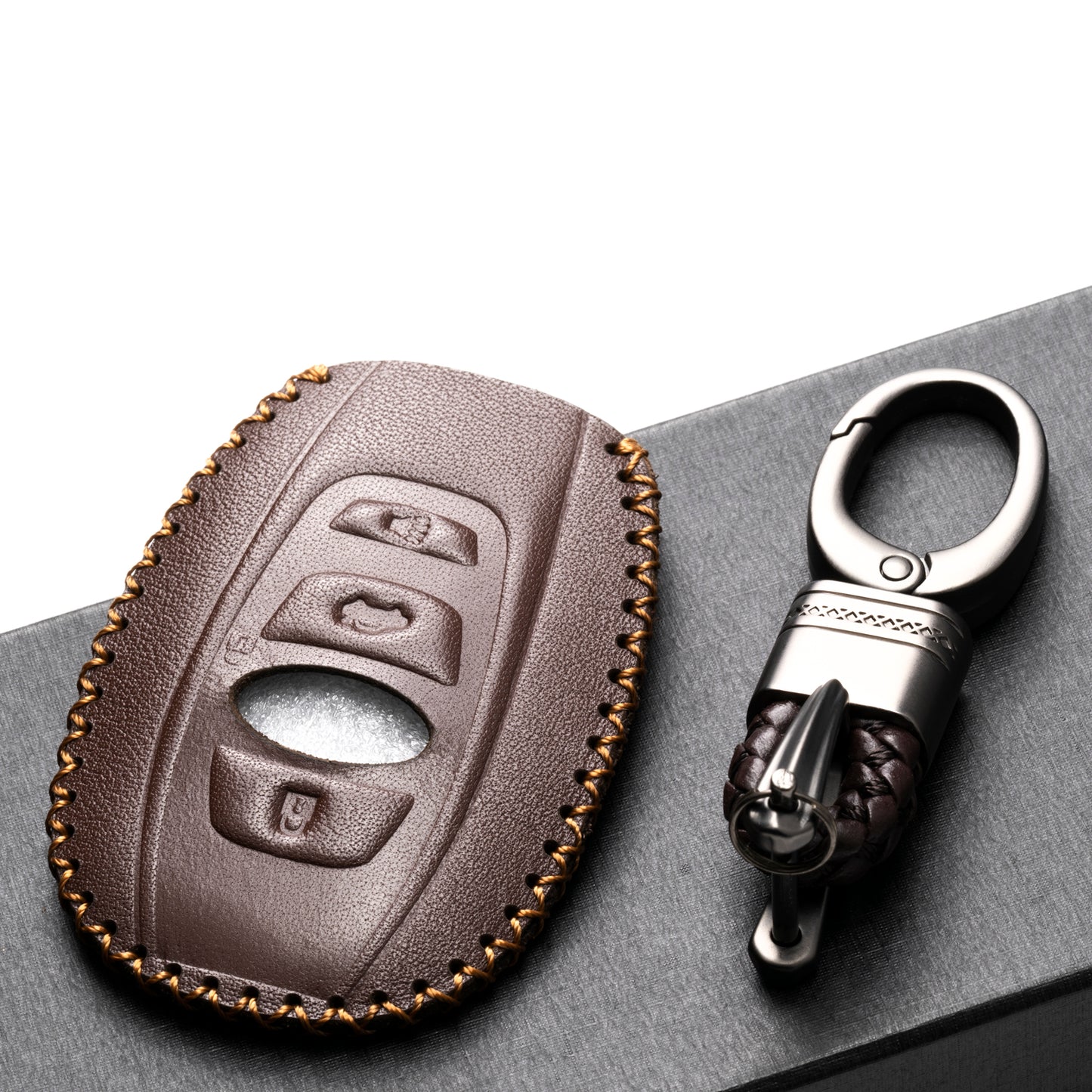 Vitodeco 4-Button Leather Smart Key Fob Case Cover Compatible with Subaru Forester, Impreza, Outback, WRX, BRZ, XV Crosstrek, Ascent, Solterra 2014 - 2024