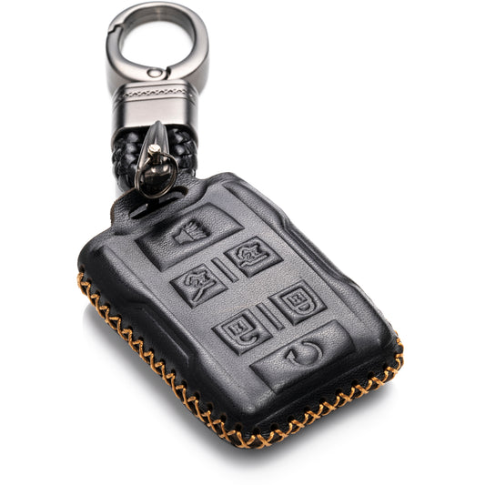 Vitodeco Leather Key Fob Case Compatible for 2015-2019 GMC Yukon, 2015-2019 Chevrolet Tahoe, Suburban, 6-Button