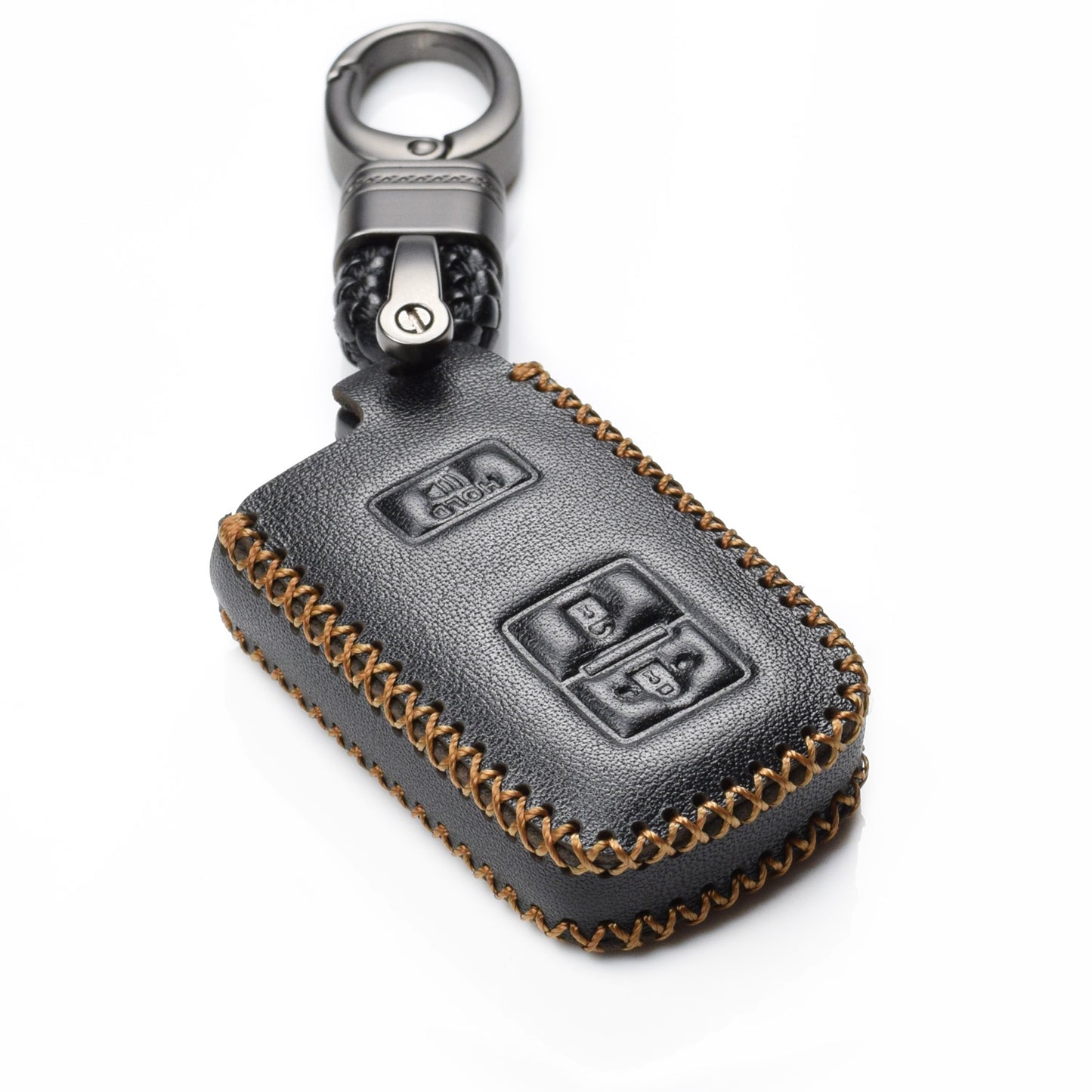 Vitodeco Leather Key Case Compatible for Toyota Land Cruiser, Tacoma, Prius C, 3-Button