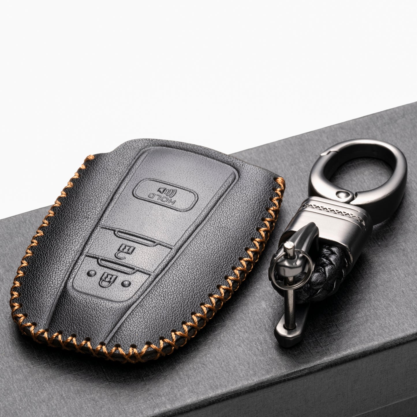 Vitodeco 3-Button Genuine Leather Smart Key Fob Case Compatible with Toyota Rav4 2021, Camry 2022, Prius 2021, Highlander 2022, CH-R 2021, Avalon 2021, Toyota 86 2020, Mirai 2022