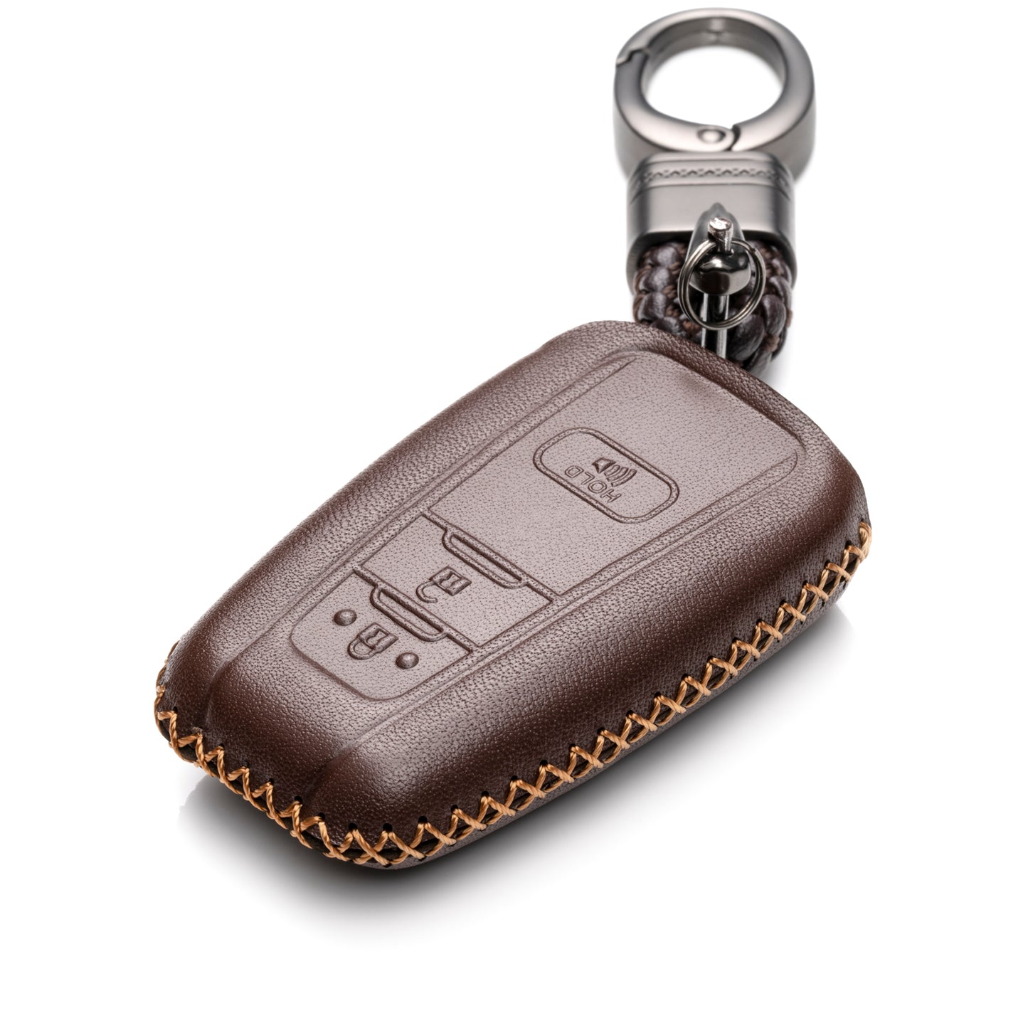 Vitodeco 3-Button Genuine Leather Smart Key Fob Case Compatible with Toyota Rav4 2021, Camry 2022, Prius 2021, Highlander 2022, CH-R 2021, Avalon 2021, Toyota 86 2020, Mirai 2022