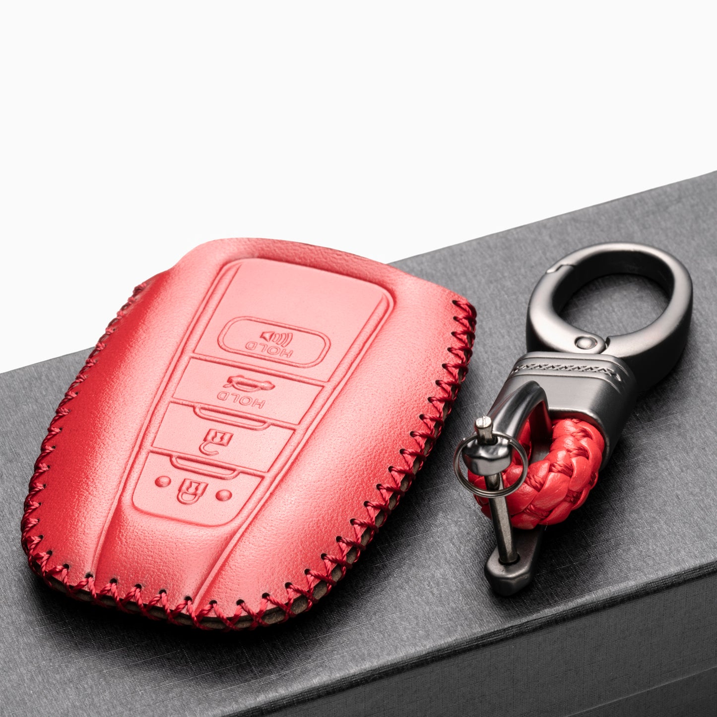 Vitodeco 4-Button Genuine Leather Smart Key Fob Case Compatible with Toyota Rav4 2021, Camry 2022, Prius 2021, Highlander 2022, CH-R 2021, Avalon 2021, Toyota 86 2020, Mirai 2022