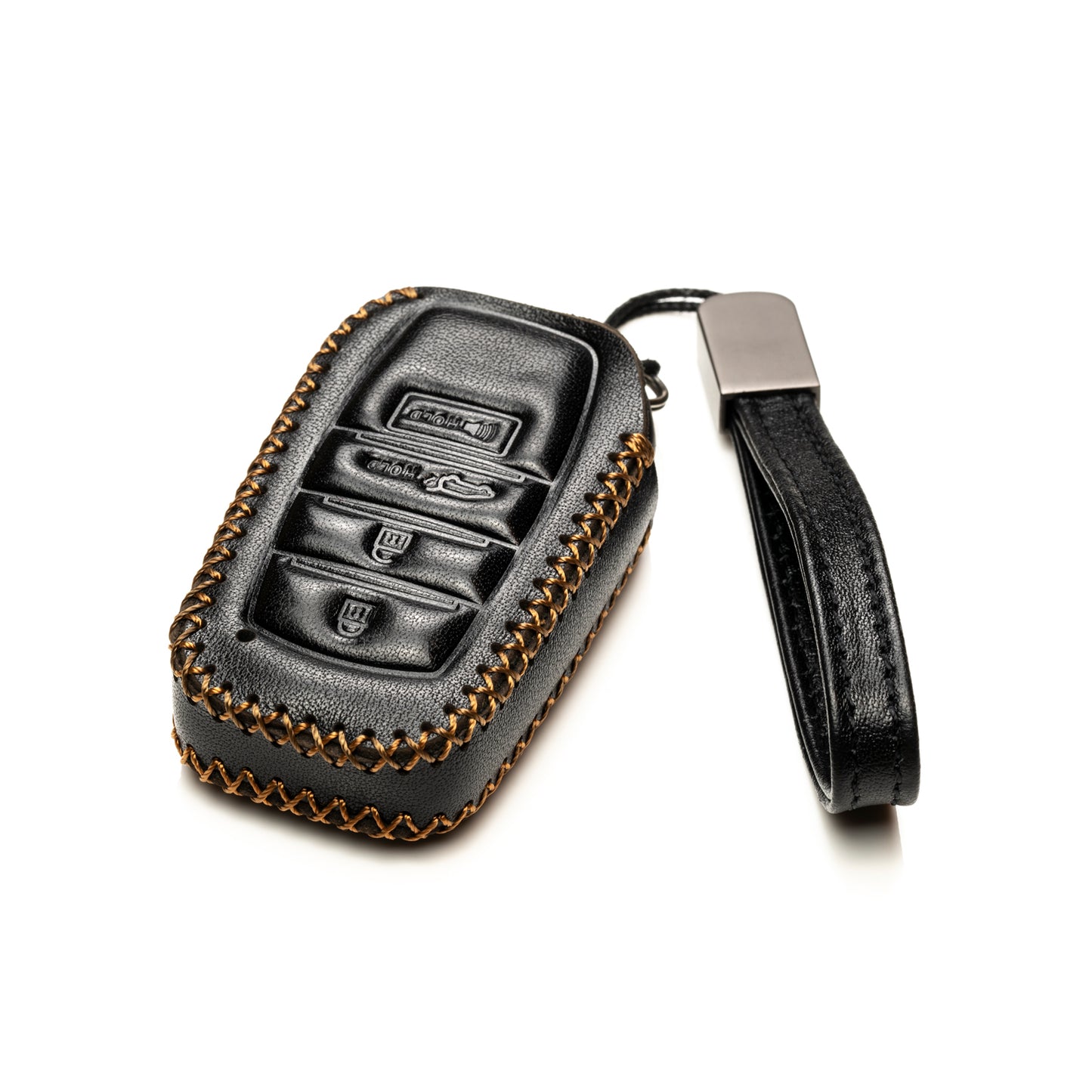 Vitodeco Genuine Leather Smart Key Fob Case with Leather Key Strap Compatible with Toyota Venza 2021-2024