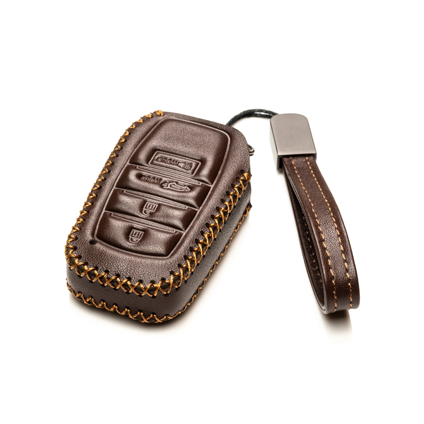 Vitodeco Genuine Leather Smart Key Fob Case with Leather Key Strap Compatible with Toyota Venza 2021-2024