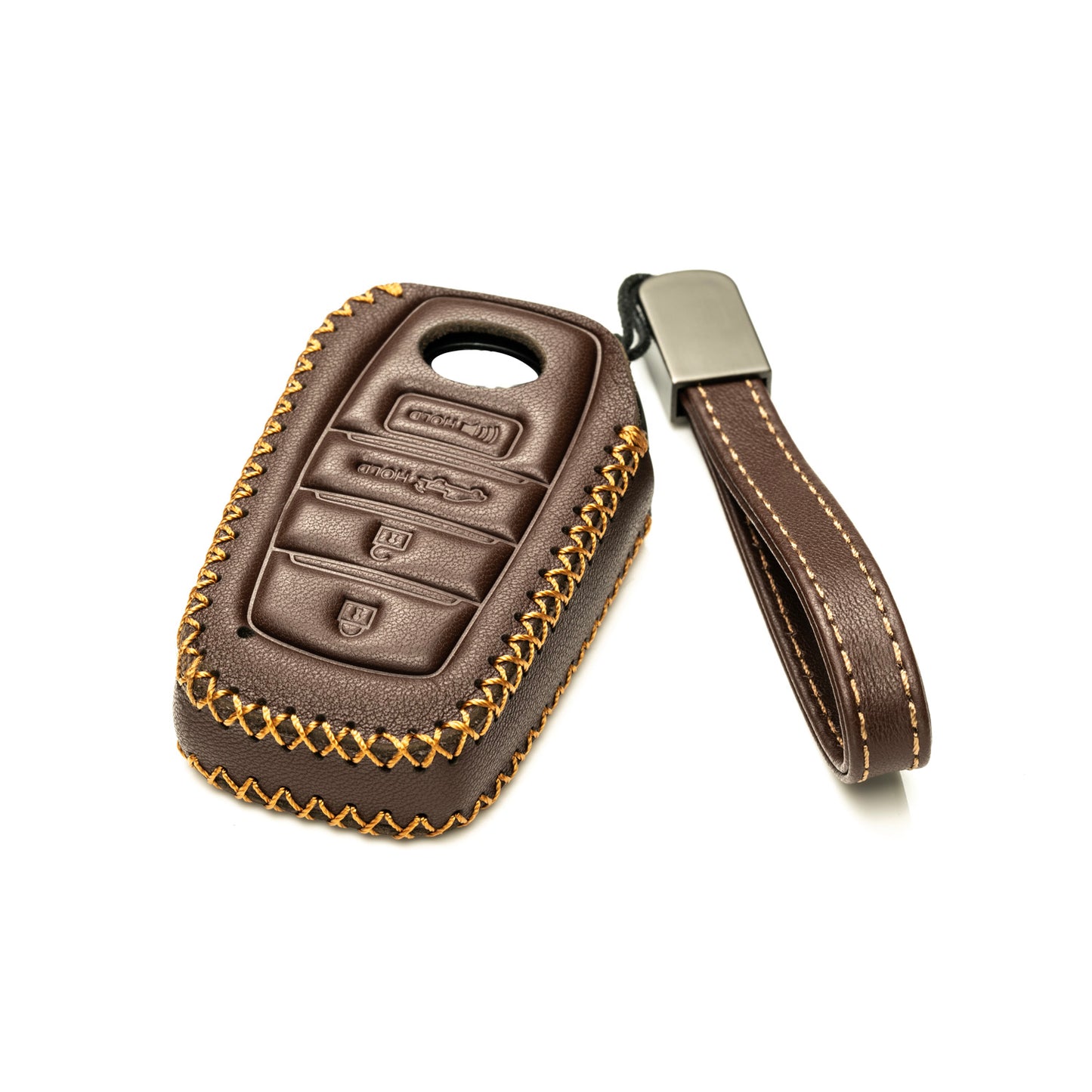 Vitodeco Leather Key Fob Case Compatible for Toyota Tacoma, Toyota Tundra 2022-2024, 4-Button