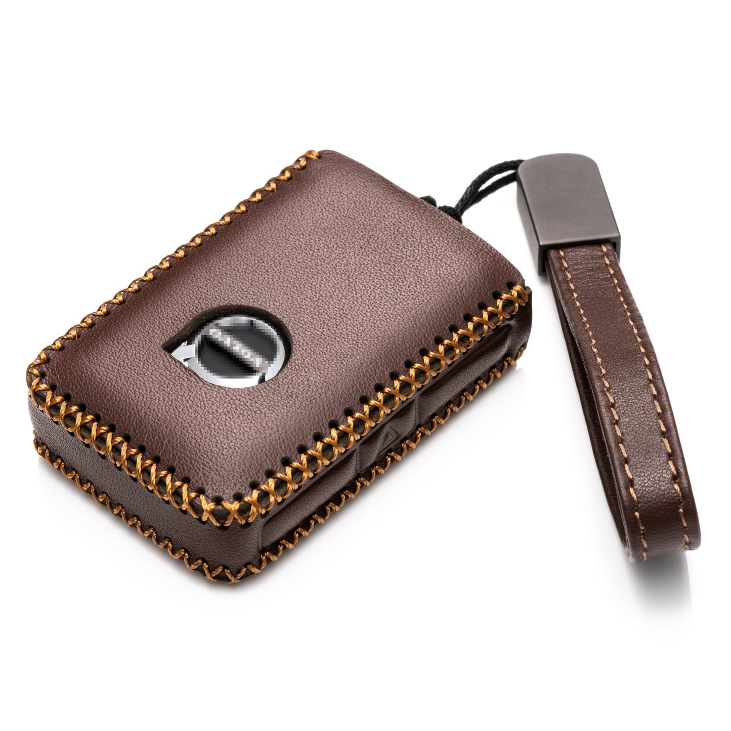 Vitodeco 4-Button Genuine Leather Smart Key Fob Case Compatible with Volvo XC40, XC60, XC90, S90, S60, V60, V90 2019-2024