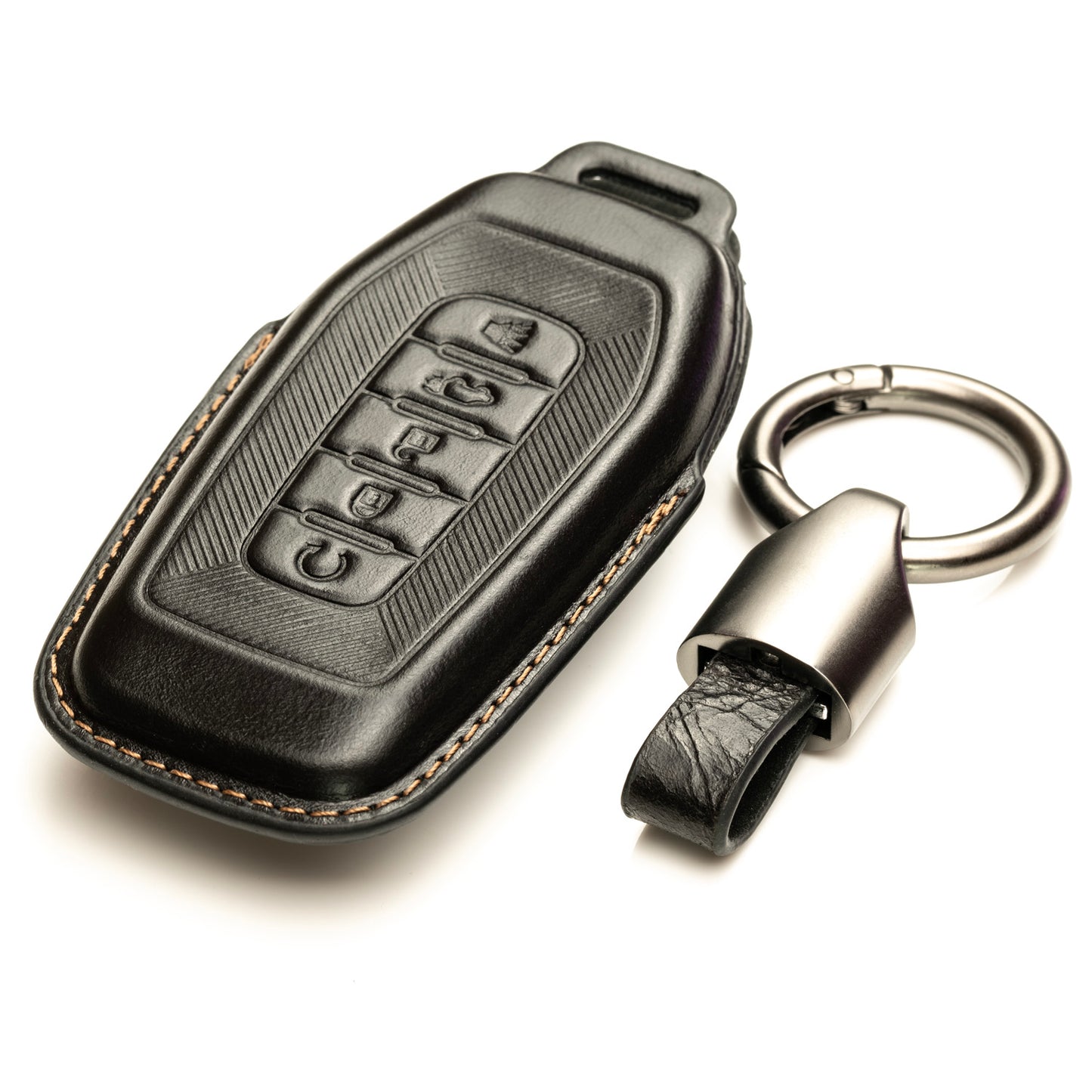 Vitodeco Superior 3D Luxury Leather Key Fob Cover Case Protector Compatible with Infiniti QX80, 5-Button