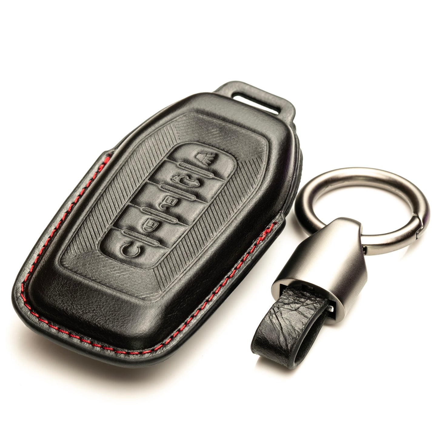 Vitodeco Superior 3D Luxury Leather Key Fob Cover Case Protector Compatible with Infiniti QX80, 5-Button