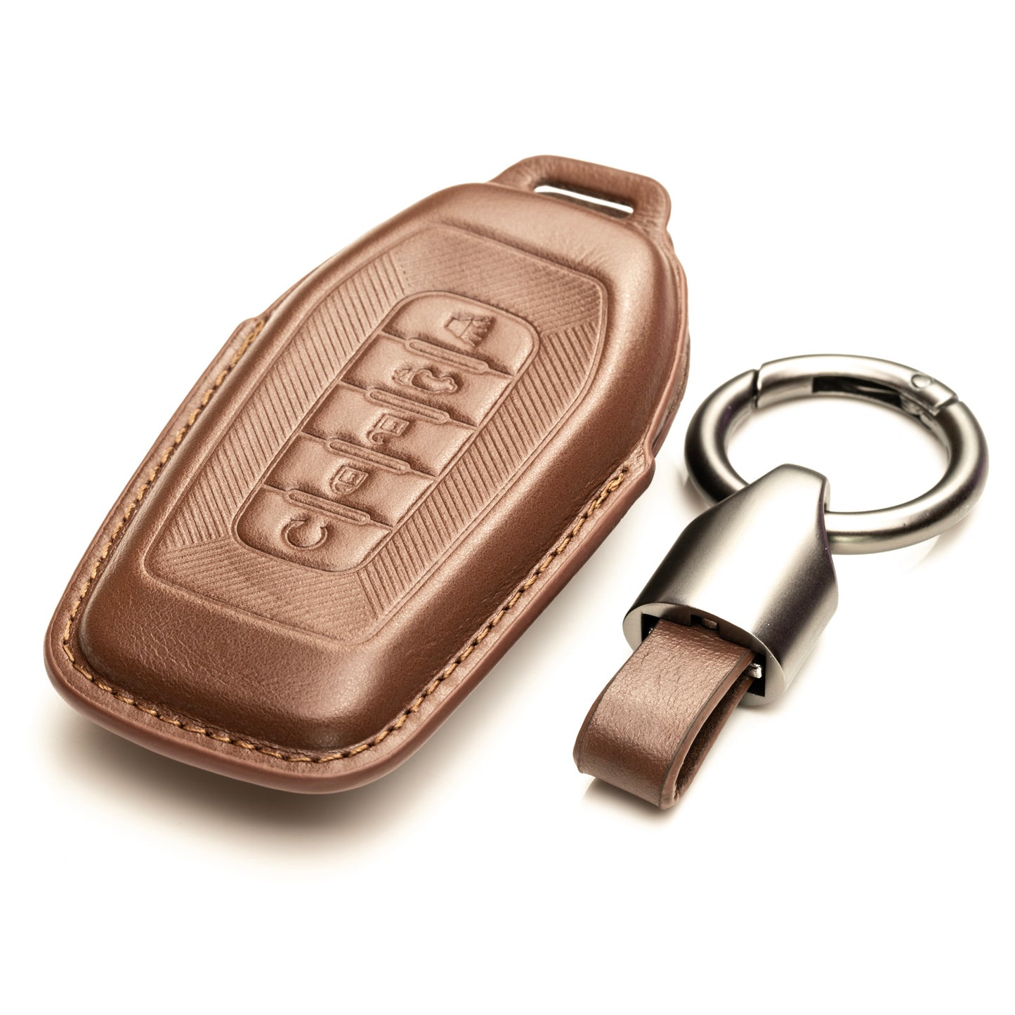Vitodeco Superior 3D Luxury Leather Key Fob Cover Case Protector Compatible with Infiniti QX80, 5-Button