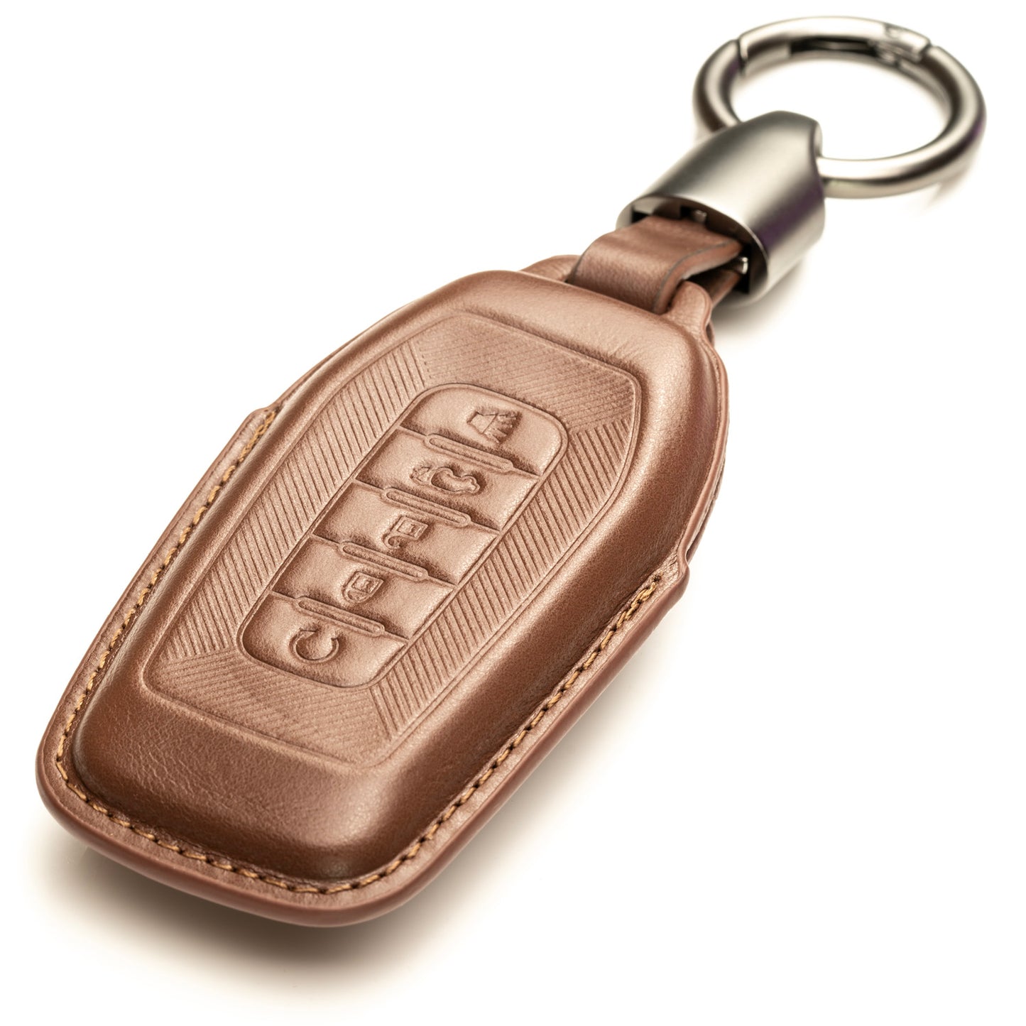 Vitodeco Superior 3D Luxury Leather Key Fob Cover Case Protector Compatible with Infiniti QX80, 5-Button