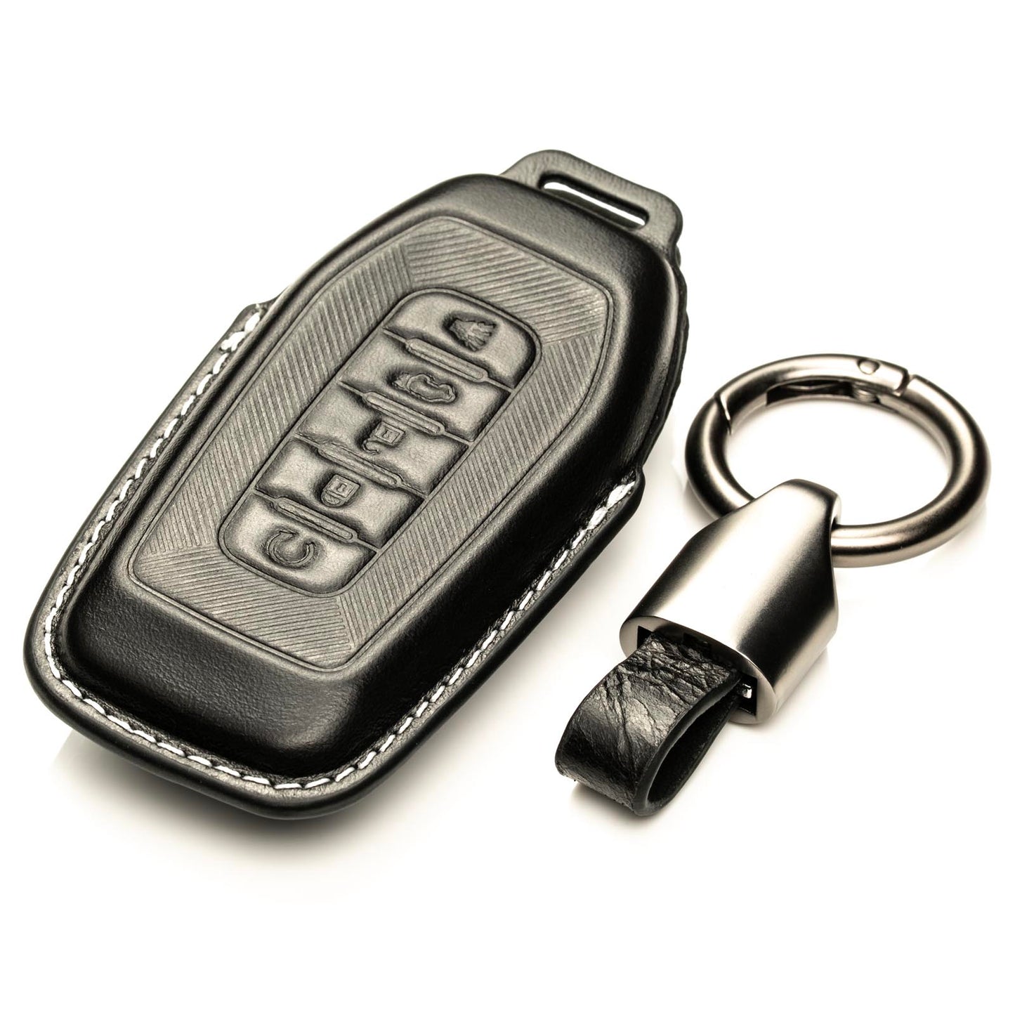 Vitodeco Superior 3D Luxury Leather Key Fob Cover Case Protector Compatible with Infiniti QX80, QX60 (2025-2026 Models)