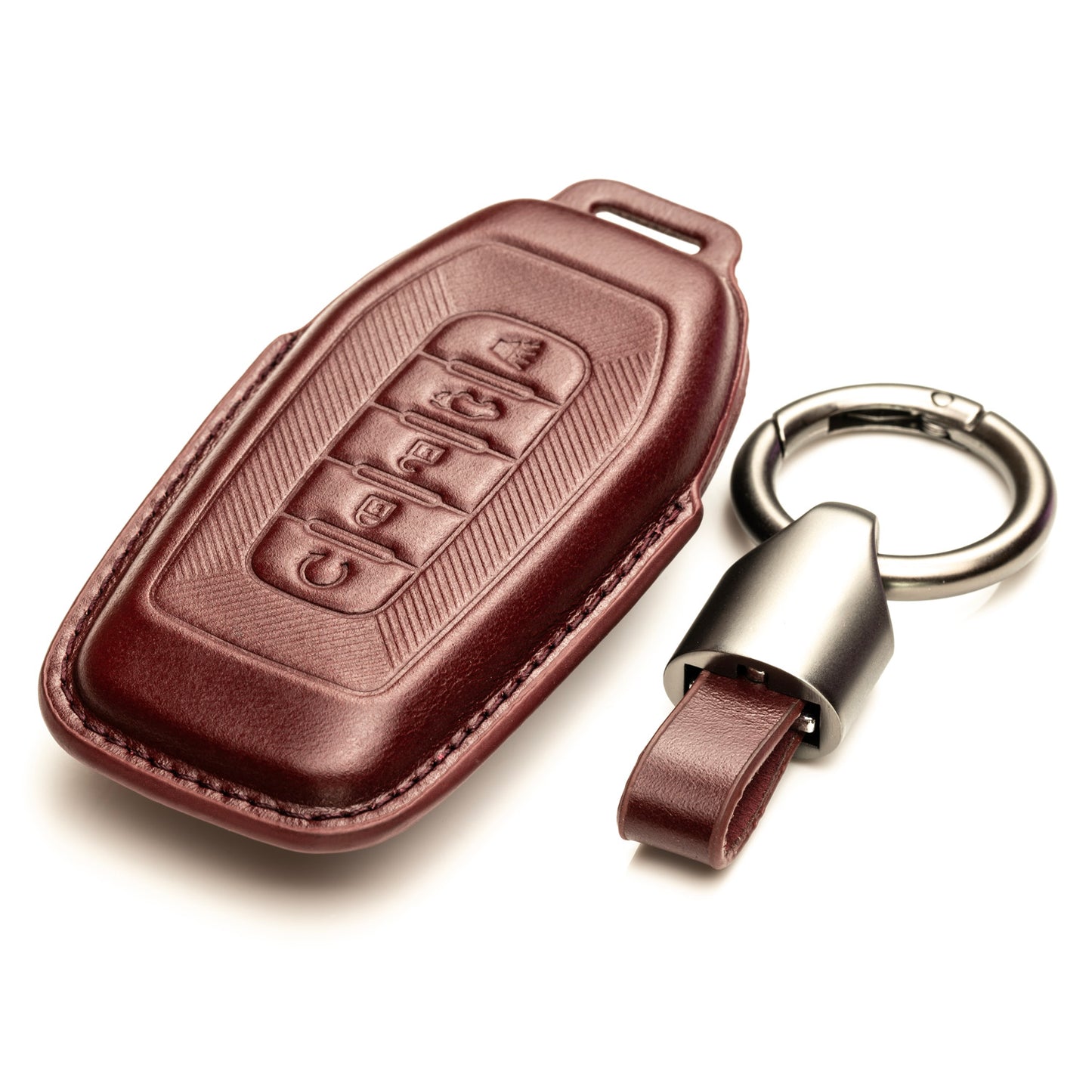 Vitodeco Superior 3D Luxury Leather Key Fob Cover Case Protector Compatible with Infiniti QX80, 5-Button