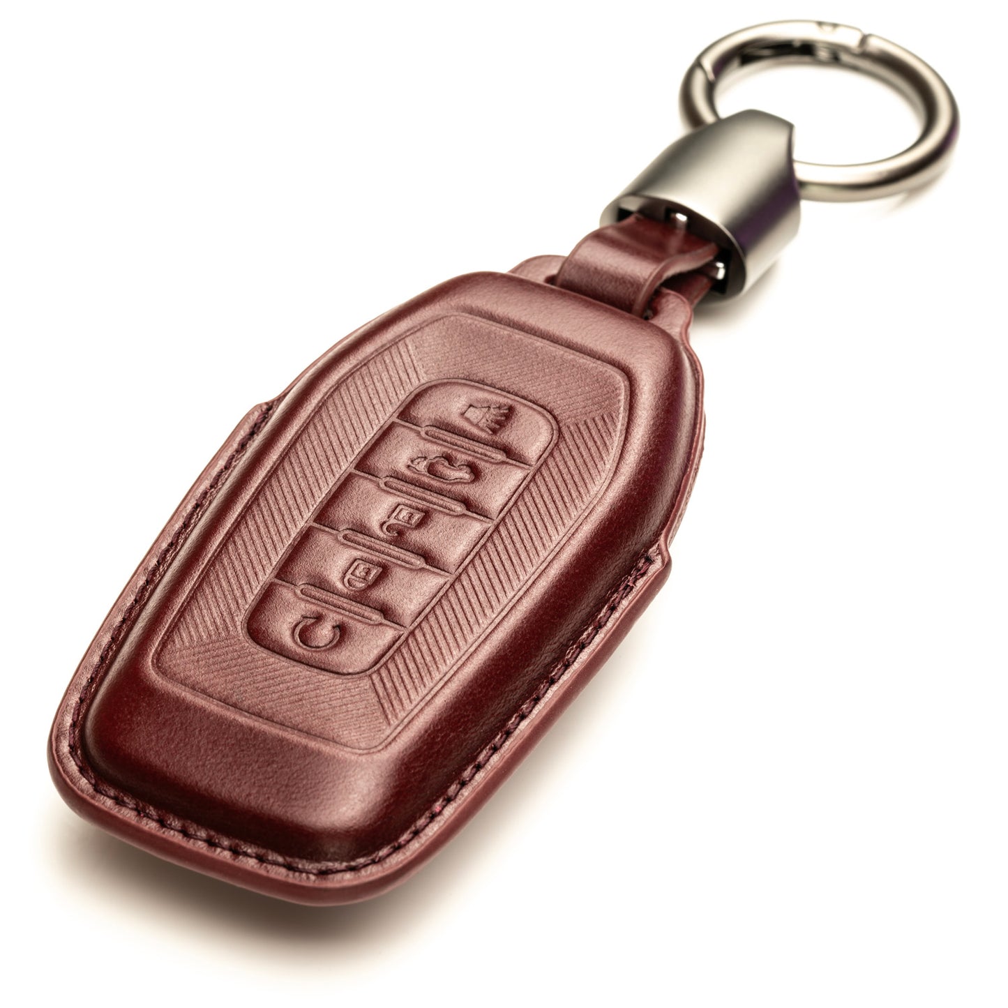 Vitodeco Superior 3D Luxury Leather Key Fob Cover Case Protector Compatible with Infiniti QX80, 5-Button
