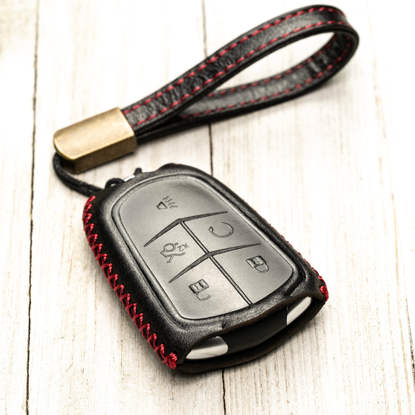 Vitodeco Superior Leather Key Fob Case Compatible for Cadillac XT4, Cadillac XT5, Cadillac XT6 2019-2024, 5-Button