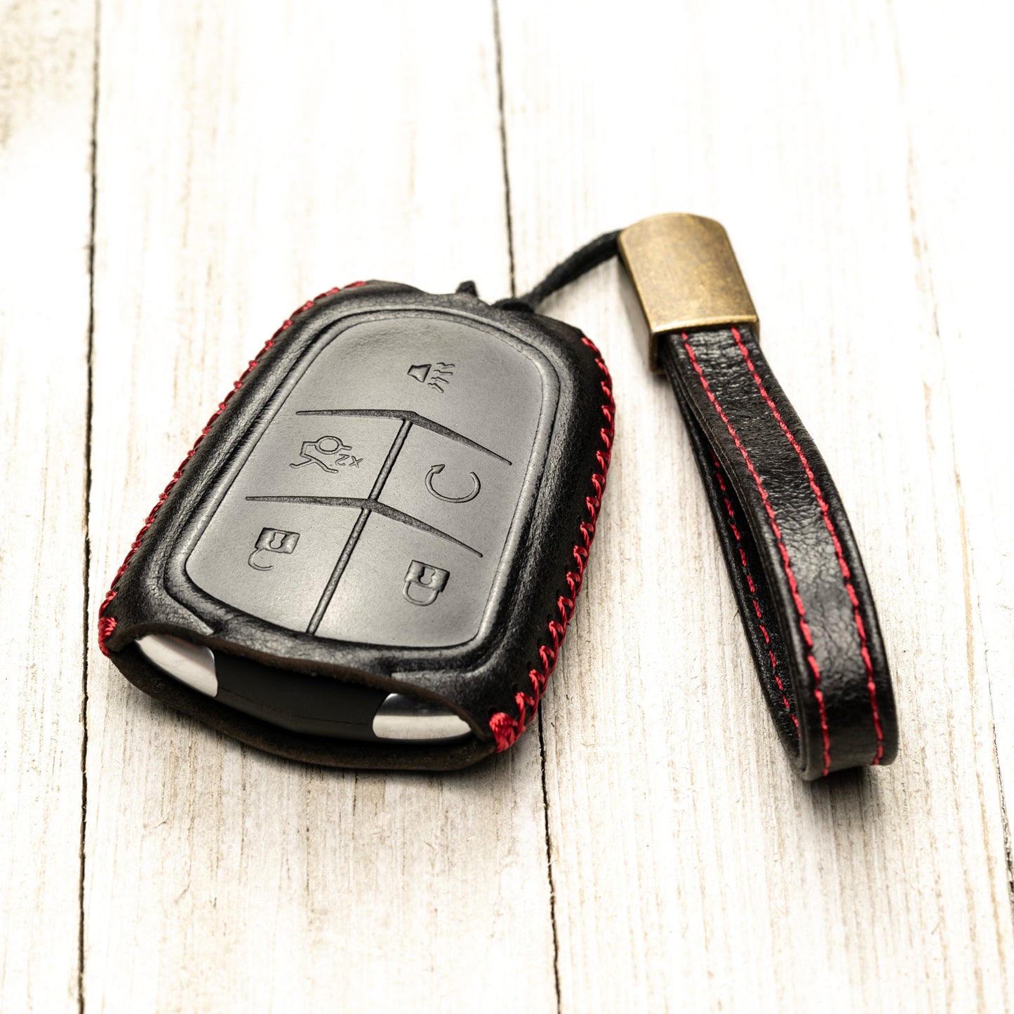 Vitodeco Superior Leather Key Fob Case Compatible for Cadillac XT4, Cadillac XT5, Cadillac XT6 2019-2024, 5-Button