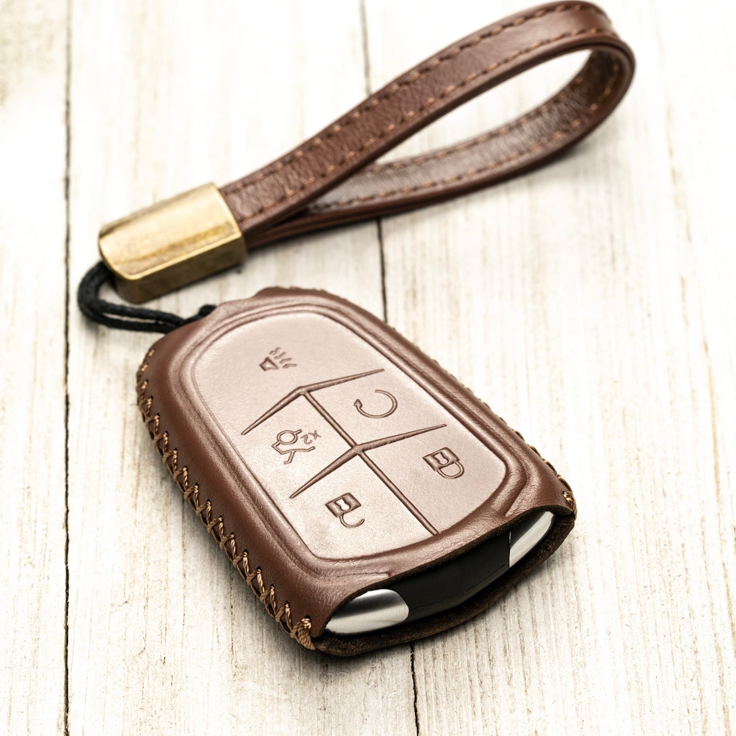 Vitodeco Superior Leather Key Fob Case Compatible for Cadillac XT4, Cadillac XT5, Cadillac XT6 2019-2024, 5-Button