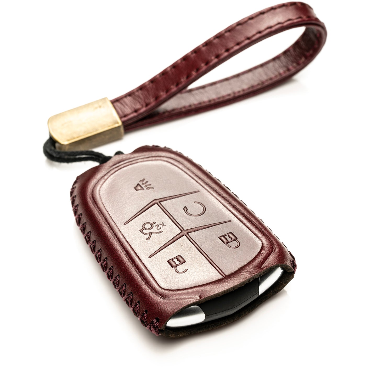 Vitodeco Superior Leather Key Fob Case Compatible for Cadillac XT4, Cadillac XT5, Cadillac XT6 2019-2024, 5-Button