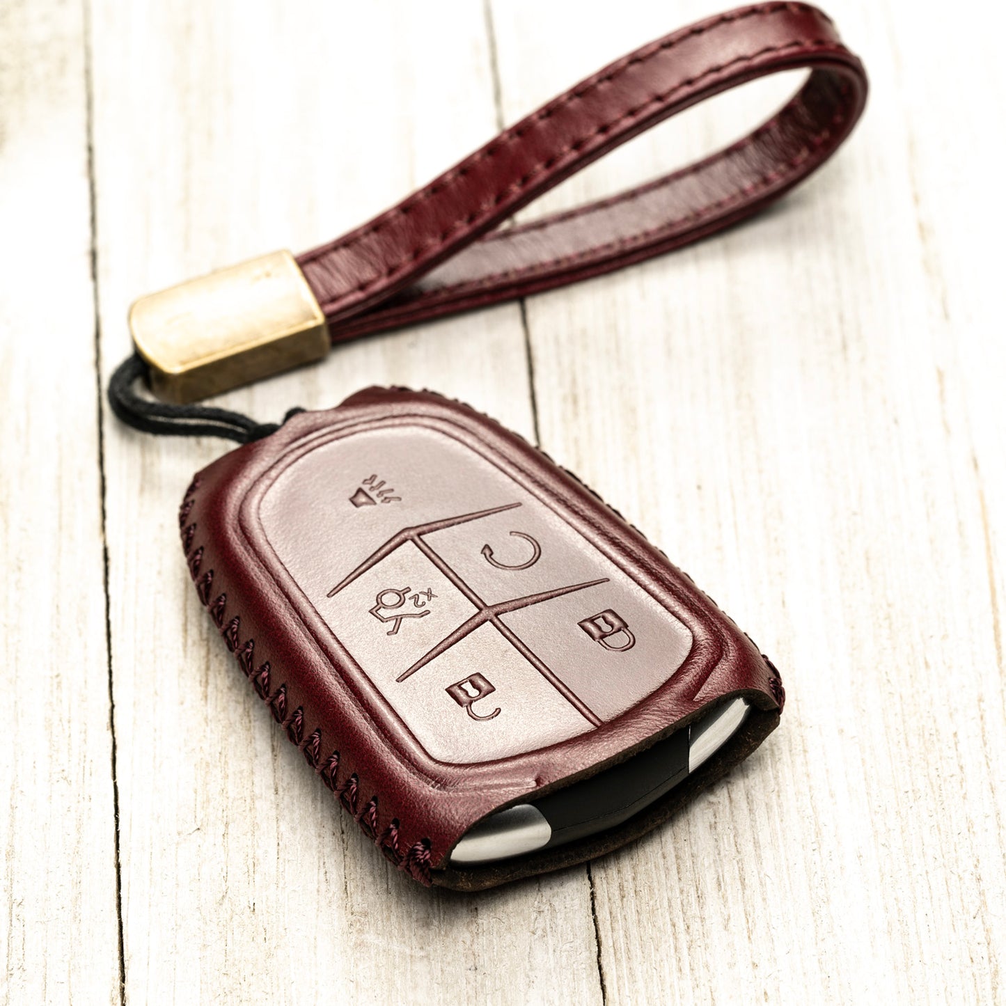 Vitodeco Superior Leather Key Fob Case Compatible for Cadillac XT4, Cadillac XT5, Cadillac XT6 2019-2025, 5-Button