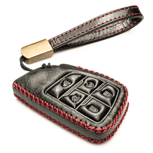 Vitodeco Genuine Leather Smart Key Fob Case Compatible with Chevrolet Silverado, Colorado, Suburban, Tahoe, Blazer, Equinox, Traverse - 5-Button