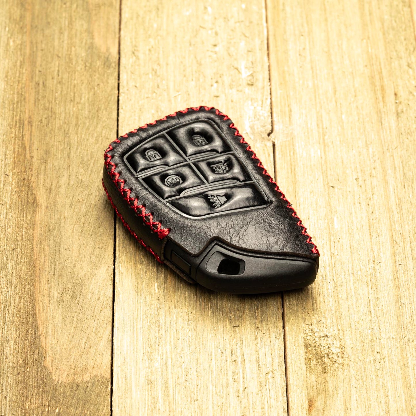 Vitodeco Genuine Leather Smart Key Fob Case Compatible with Chevrolet Silverado, Colorado, Suburban, Tahoe, Blazer, Equinox, Traverse - 5-Button