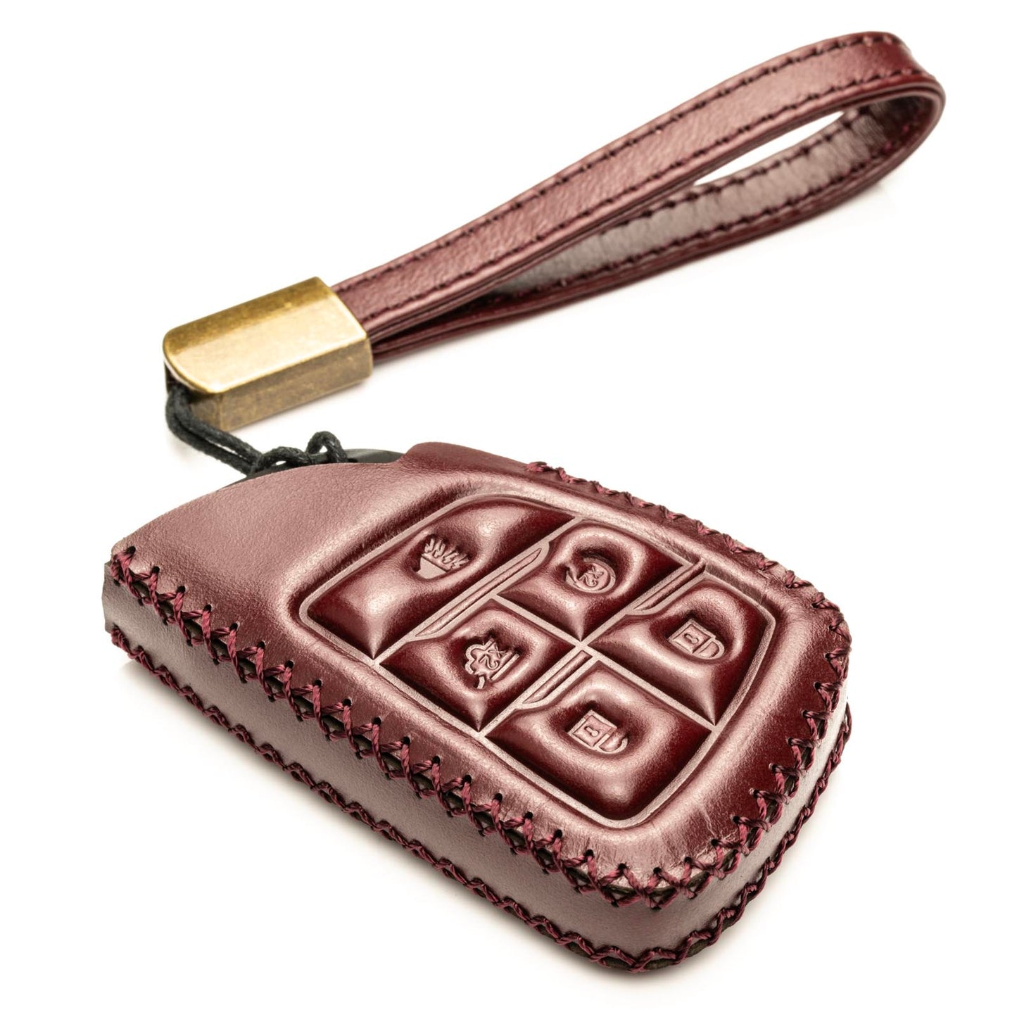 Vitodeco Genuine Leather Smart Key Fob Case Compatible with Chevrolet Silverado, Colorado, Suburban, Tahoe, Blazer, Equinox, Traverse - 5-Button