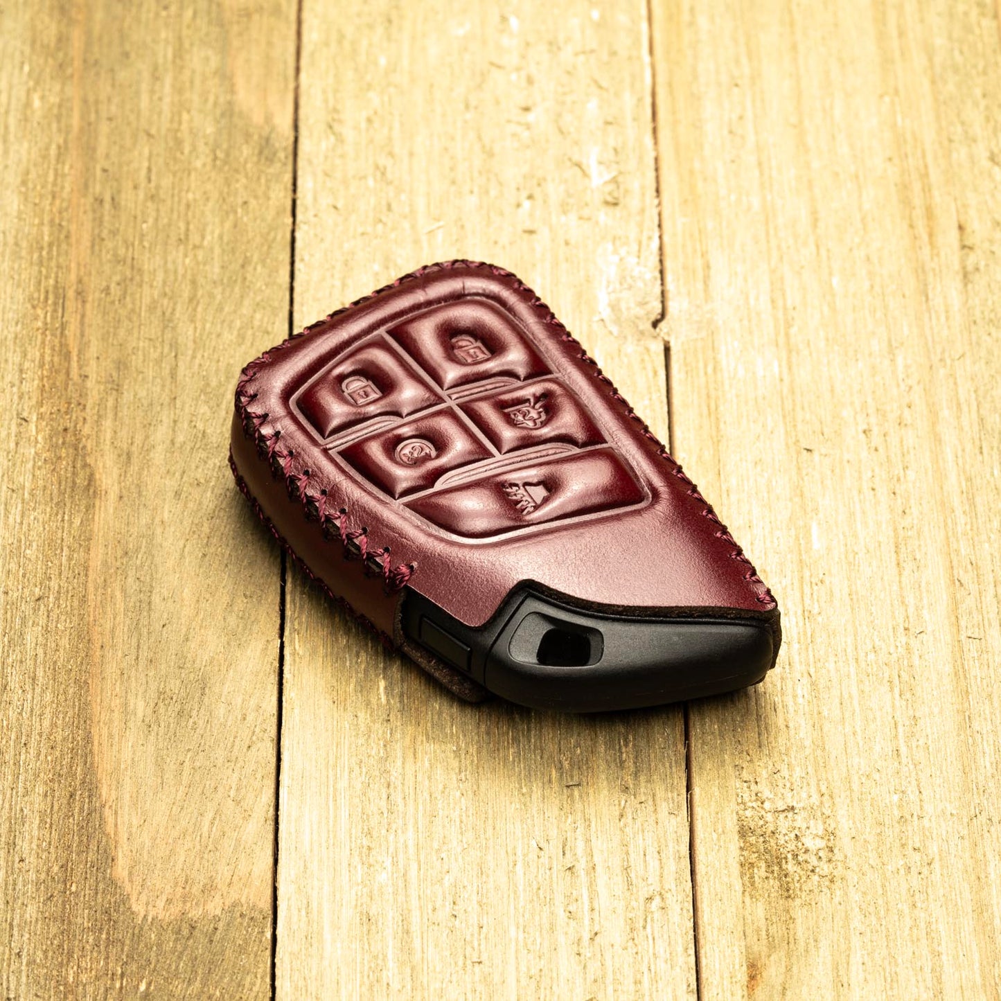 Vitodeco Genuine Leather Smart Key Fob Case Compatible with Chevrolet Silverado, Colorado, Suburban, Tahoe, Blazer, Equinox, Traverse - 5-Button