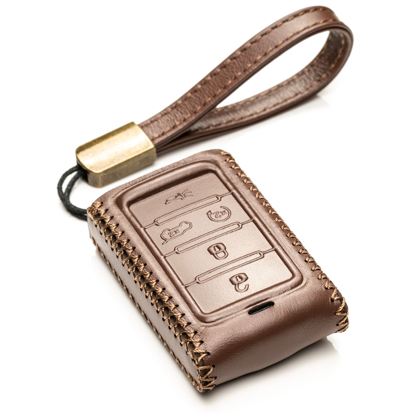 Vitodeco Superior Leather Key Fob Case Compatible for Jeep Wagoneer, Jeep Grand Wagoneer, Jeep Grand Cherokee 2022-2024, 5-Button