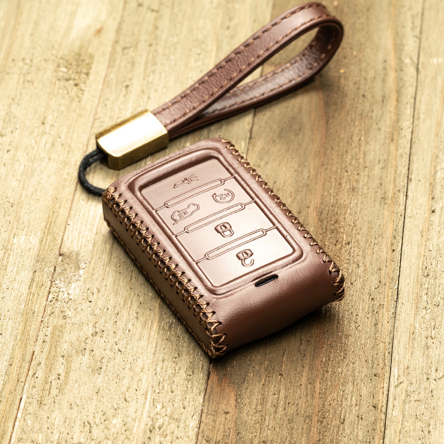 Vitodeco Superior Leather Key Fob Case Compatible for Jeep Wagoneer, Jeep Grand Wagoneer, Jeep Grand Cherokee 2022-2024, 5-Button