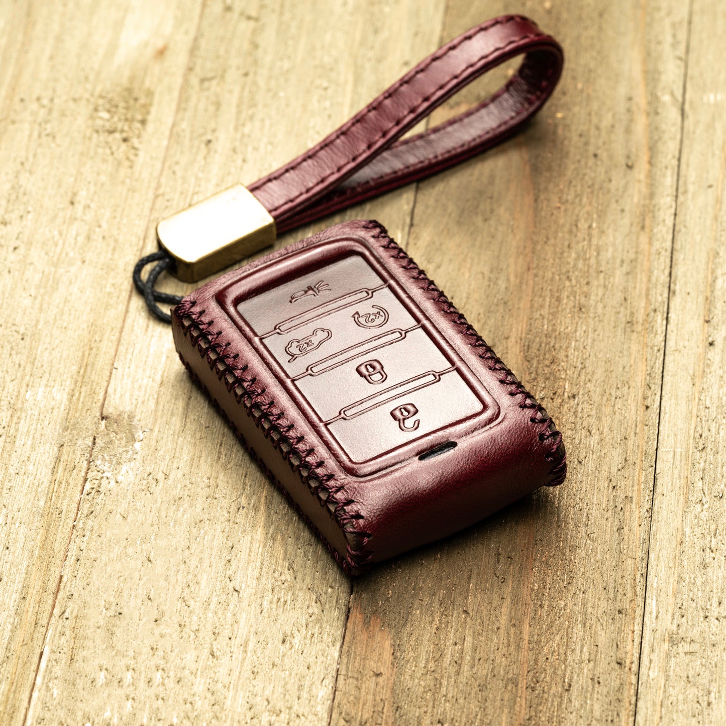 Vitodeco Superior Leather Key Fob Case Compatible for Jeep Wagoneer, Jeep Grand Wagoneer, Jeep Grand Cherokee 2022-2024, 5-Button